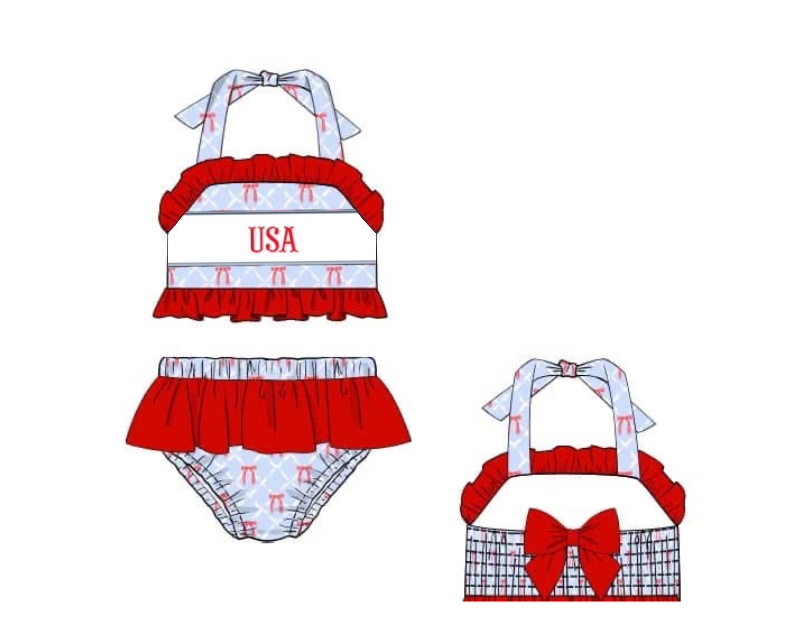 PO70 Stars & Bows Patriotic Swim