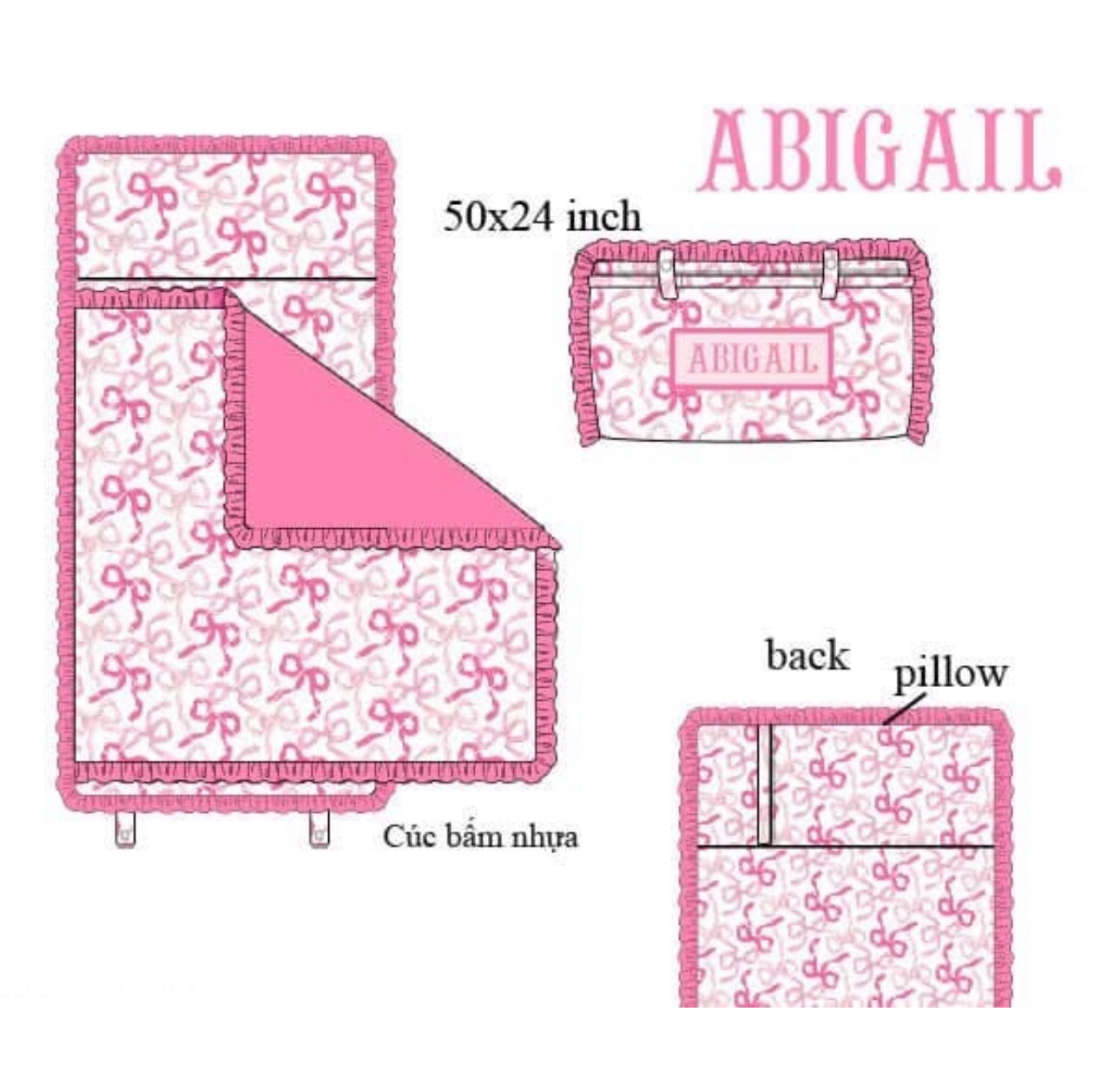 PO87 Adalee's Bows Luggage Nap Mat