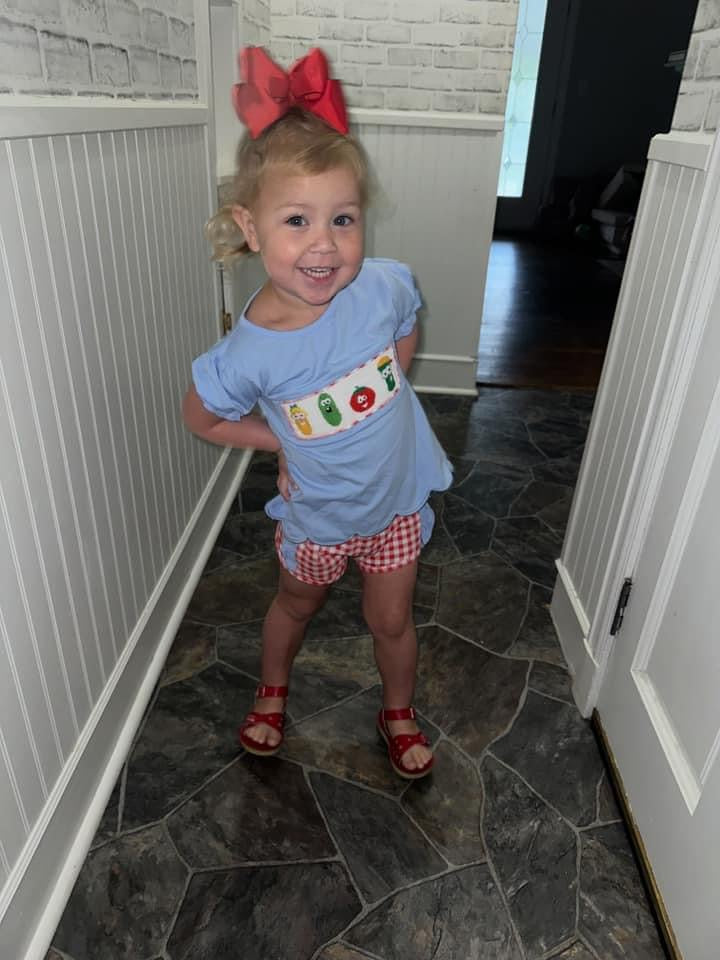 Smocked Veggie Friends Girls Short Set