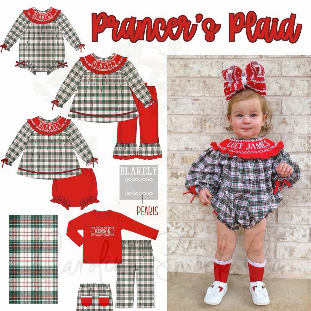 PO92.5 Prancer's Plaid Name Smocks