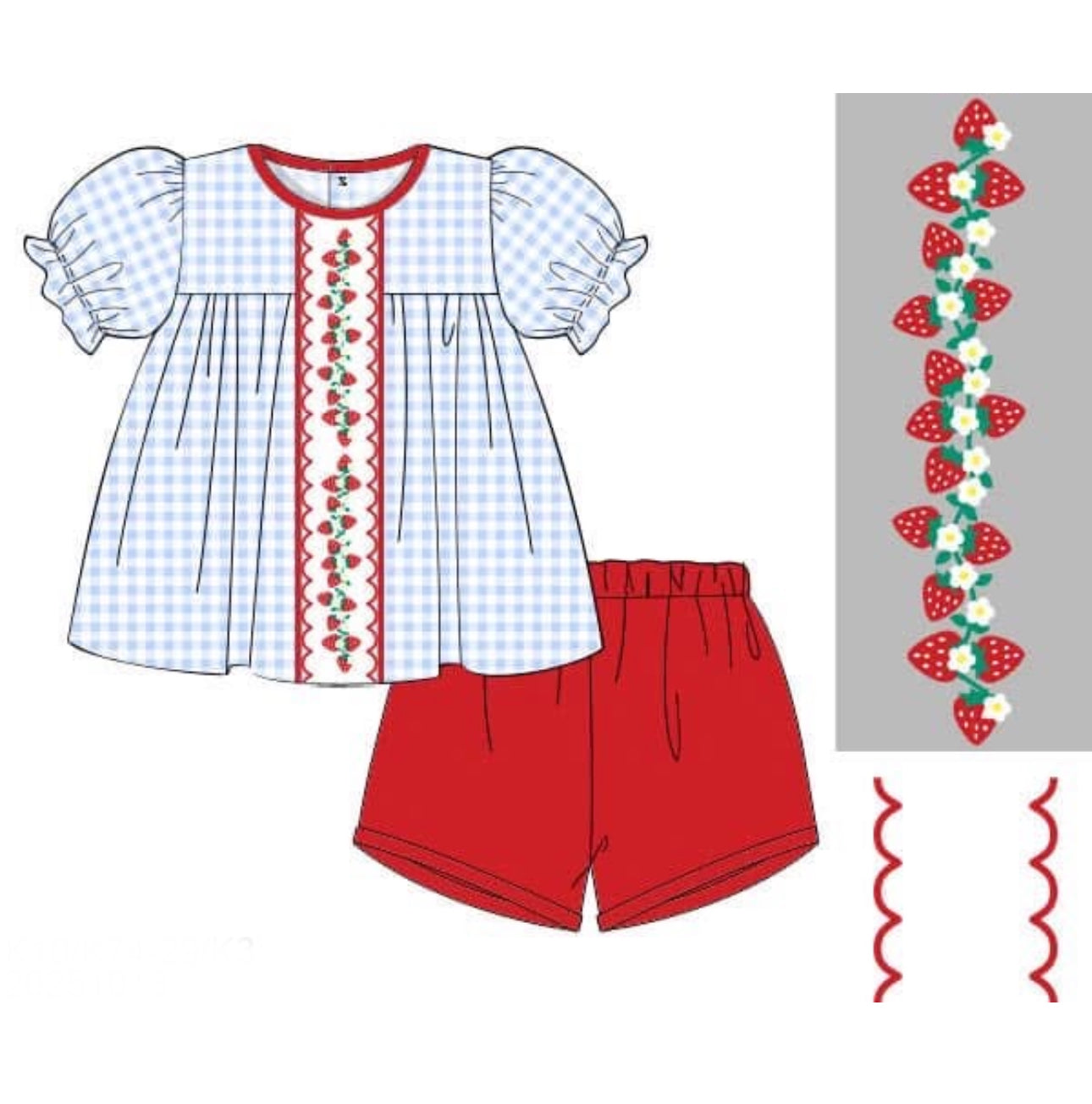 PO84 Strawberry Patch Girl Short Set