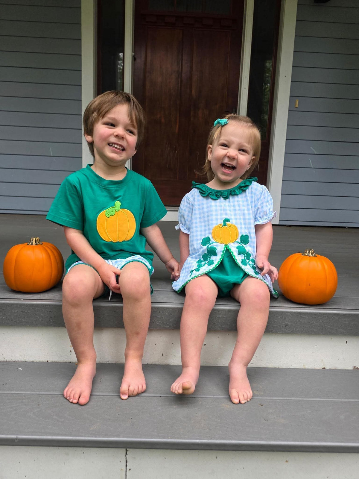 Appliqué Pumpkins Boy Short Set