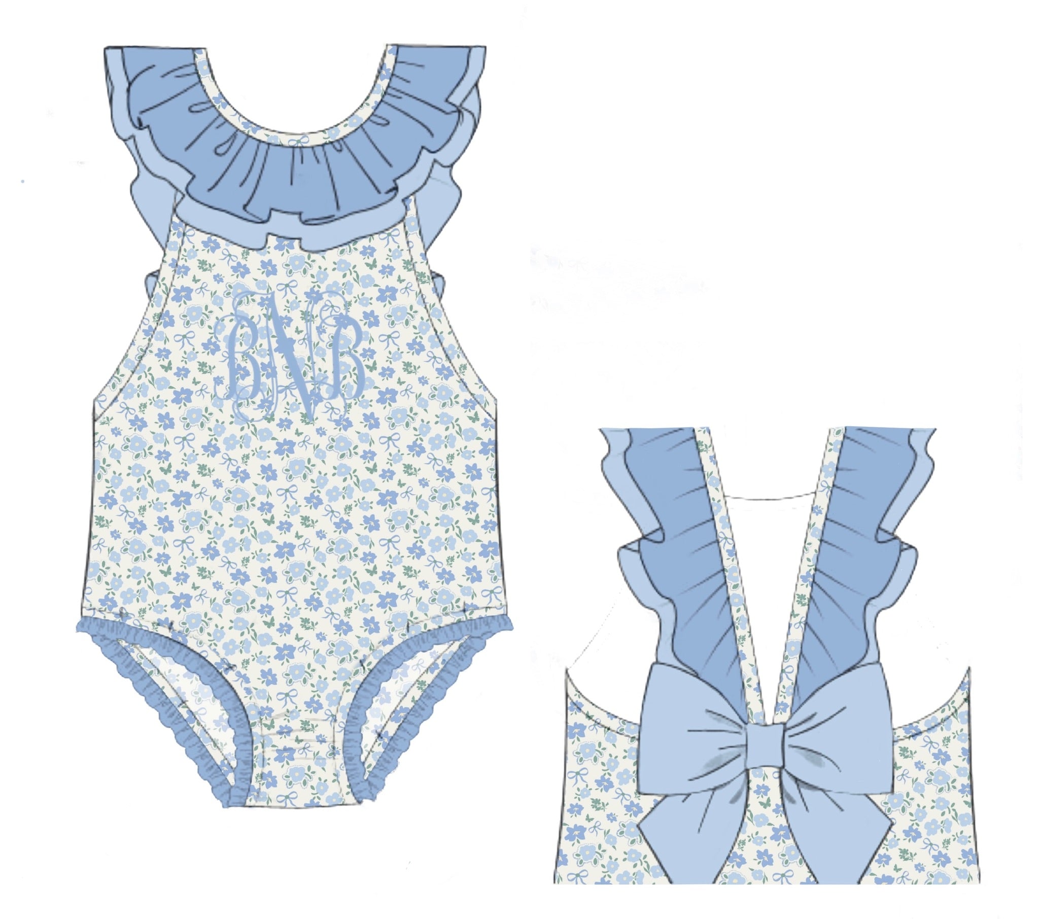 PO86 Harlee Floral & Stripe Swim Girl 1pc.