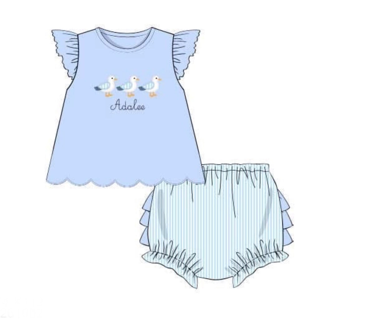 PO96 Appliqué Seagulls Bloomer Set