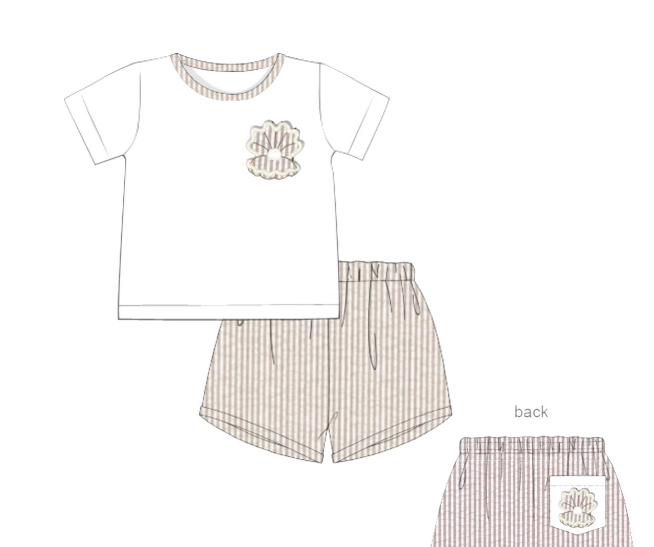 PO86 Seersucker Shells Boy Short Set