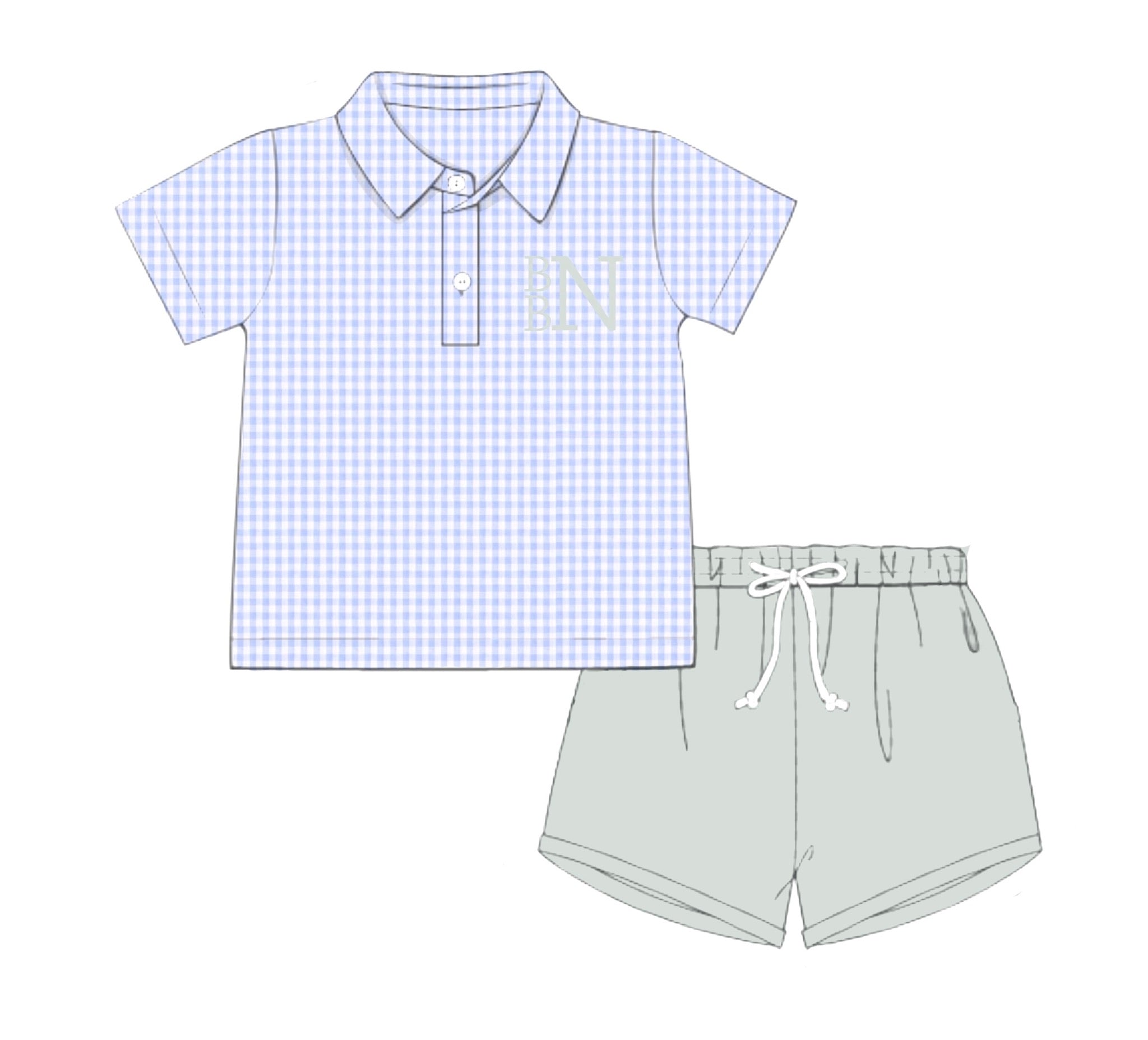 PO84 Gingham & Flowers Short Set
