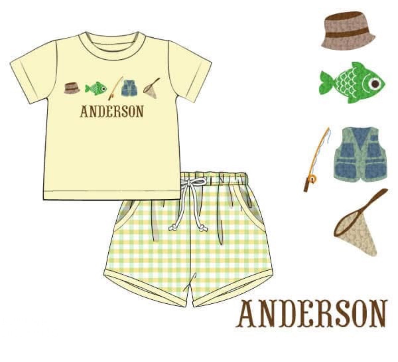 PO83 For the Boys - Gone Fishing Short Set