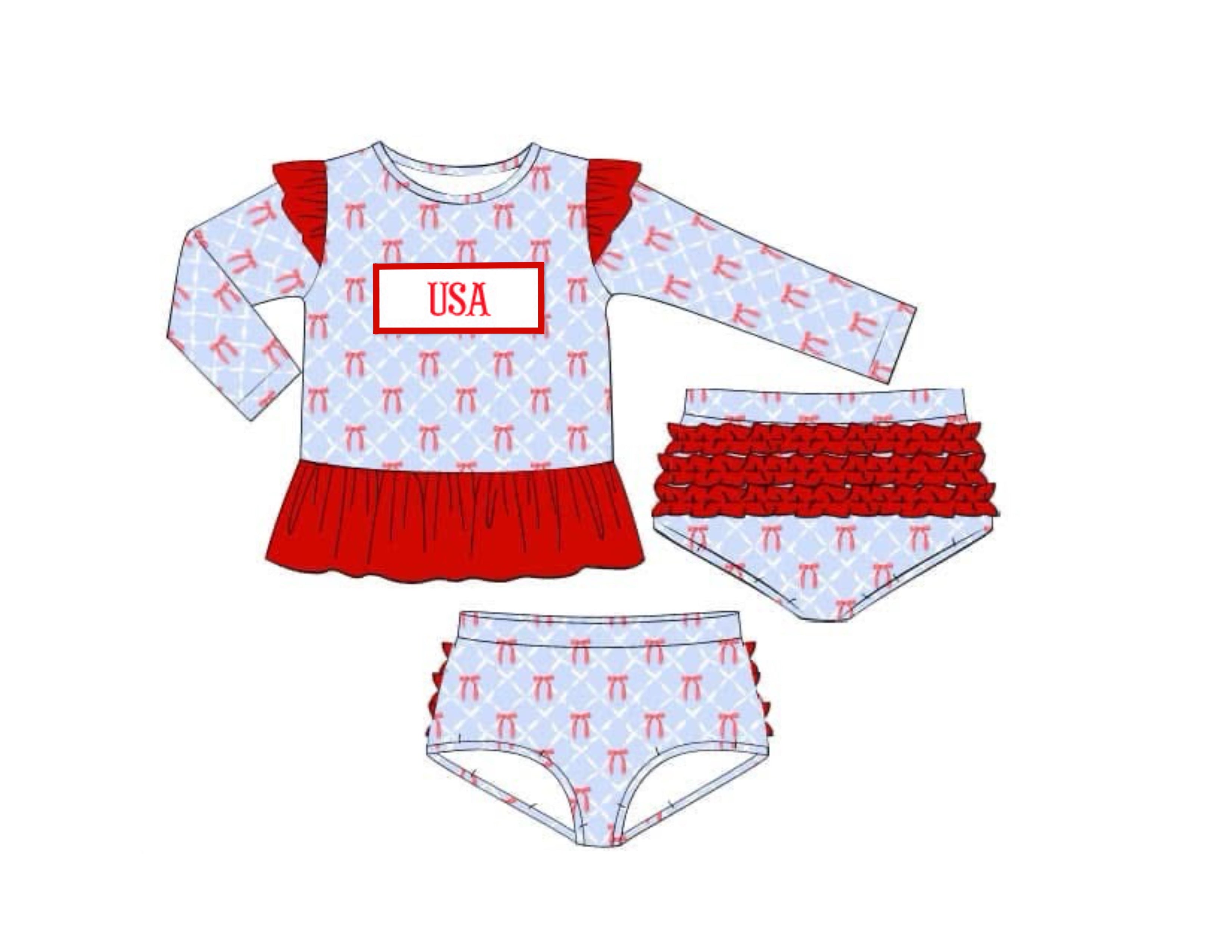 PO70 Stars & Bows Patriotic Swim