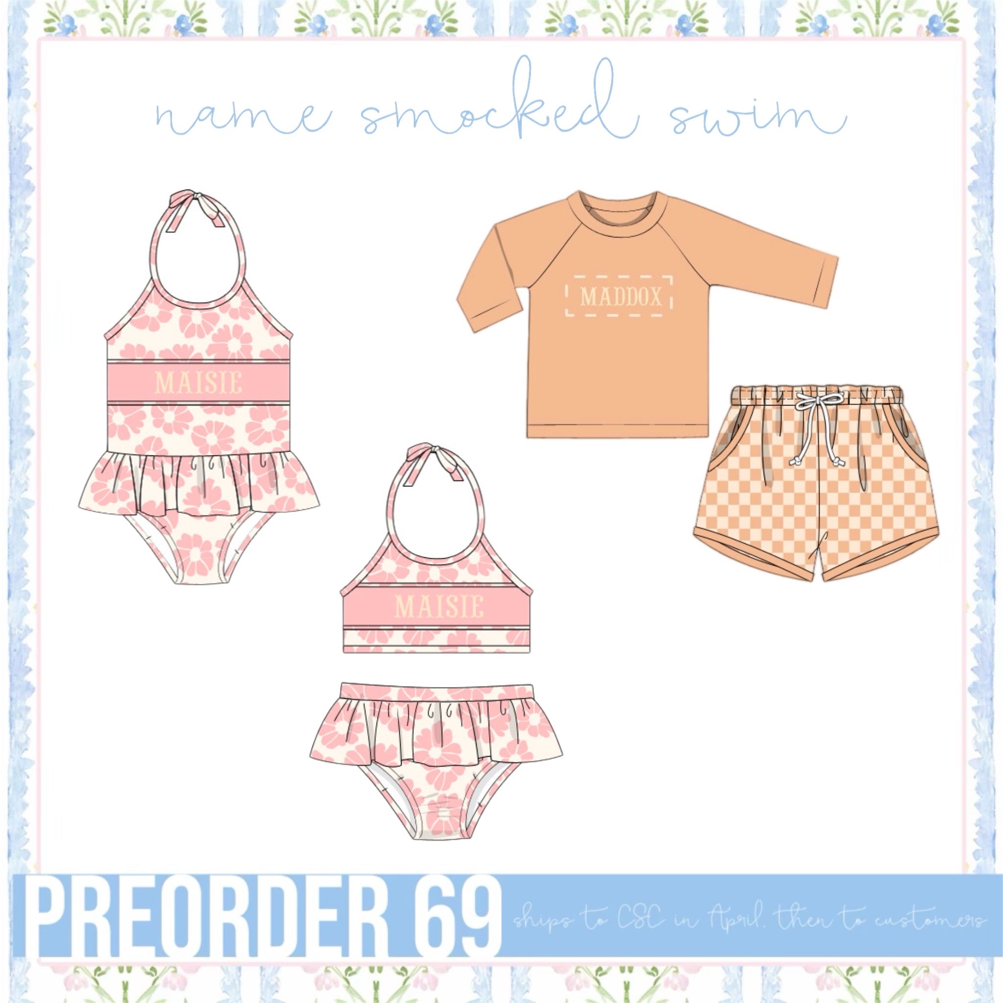 PO69 Name Smocked Swim