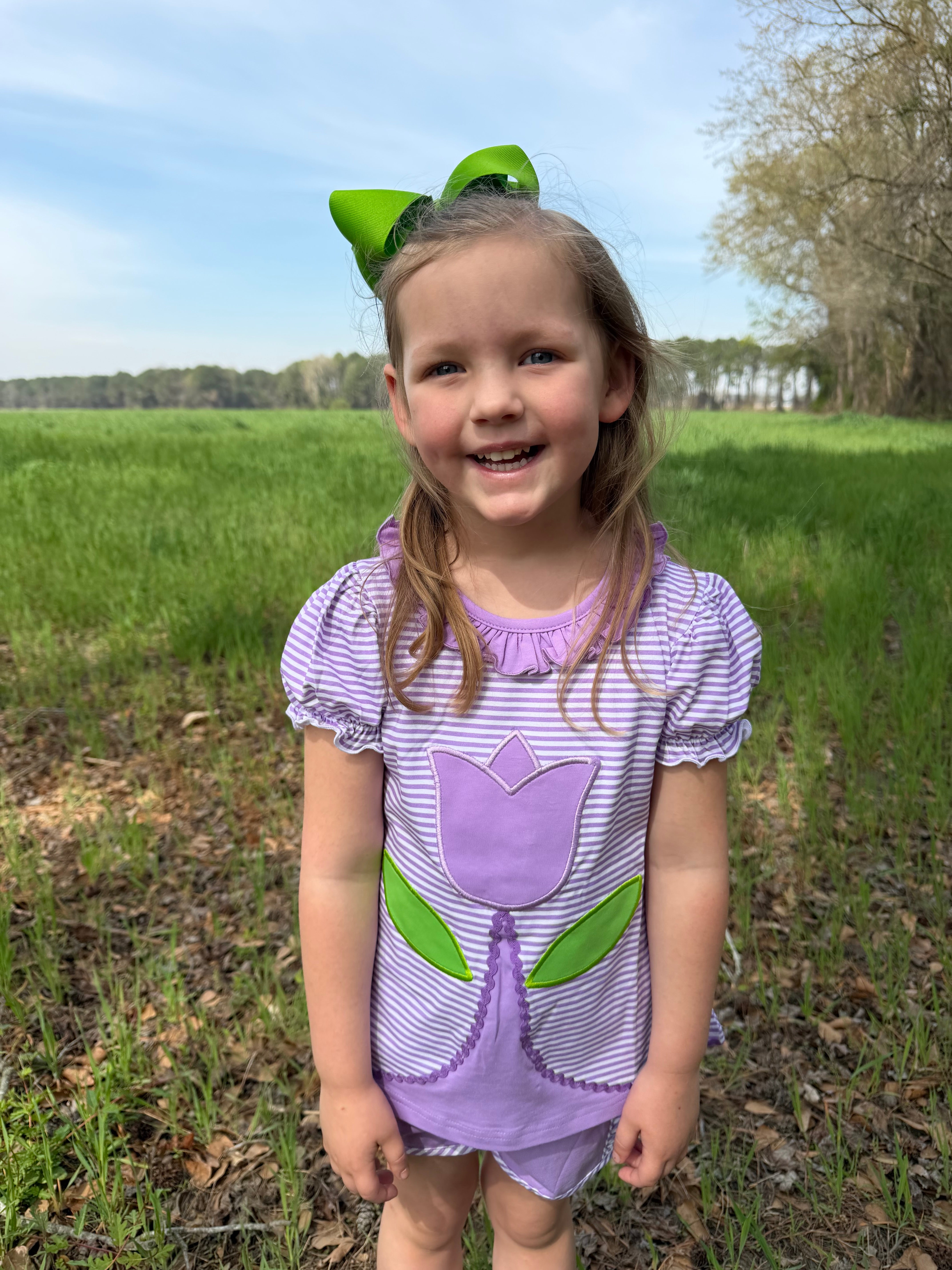 Purple Tulips Short Set