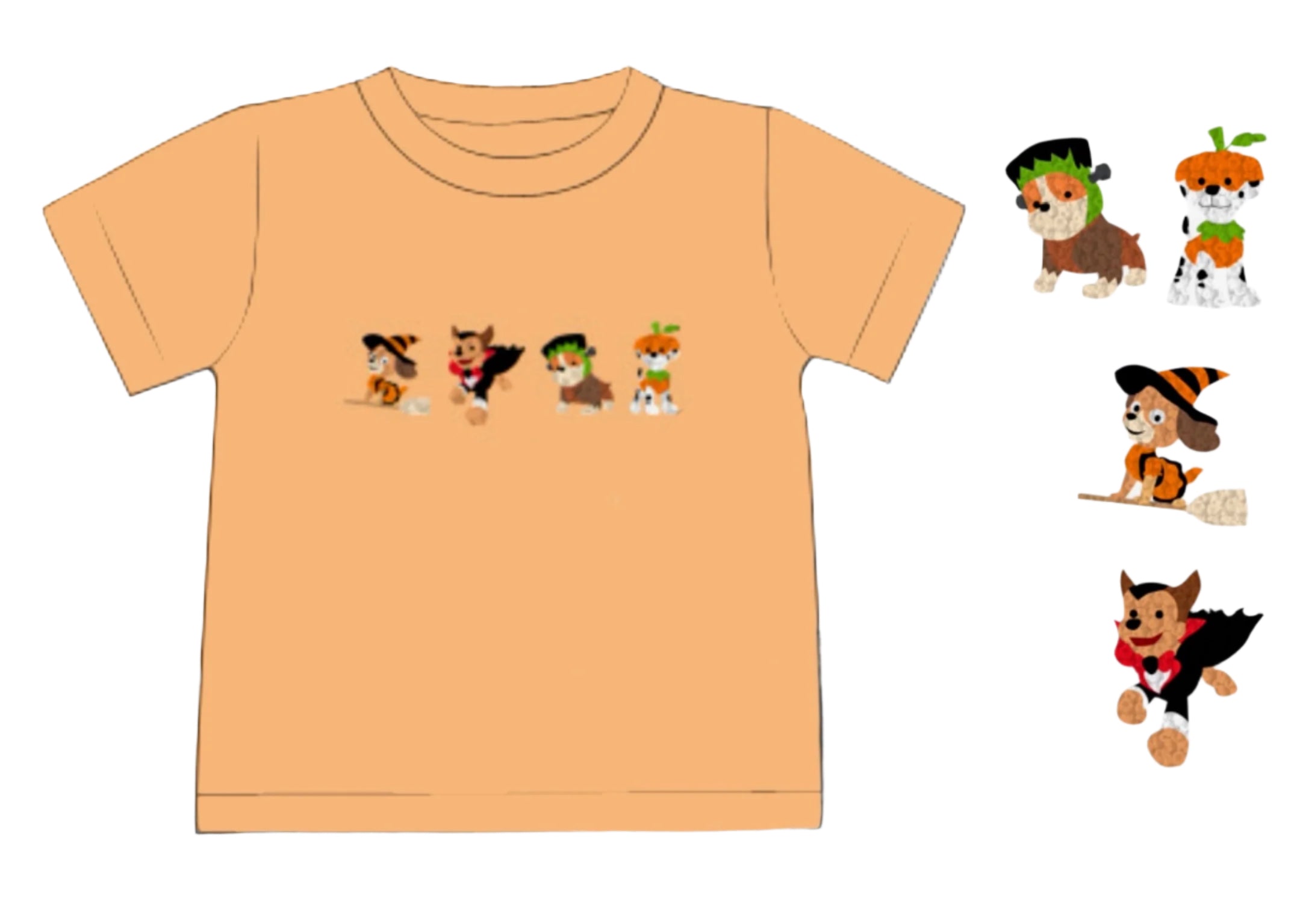 PO77 Boys Spooky Shirts - Scary Pup Pals