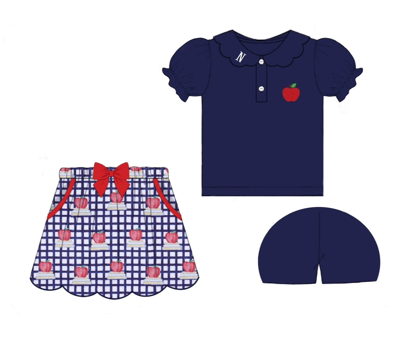 PO87 Apples & Stacks Skort Set