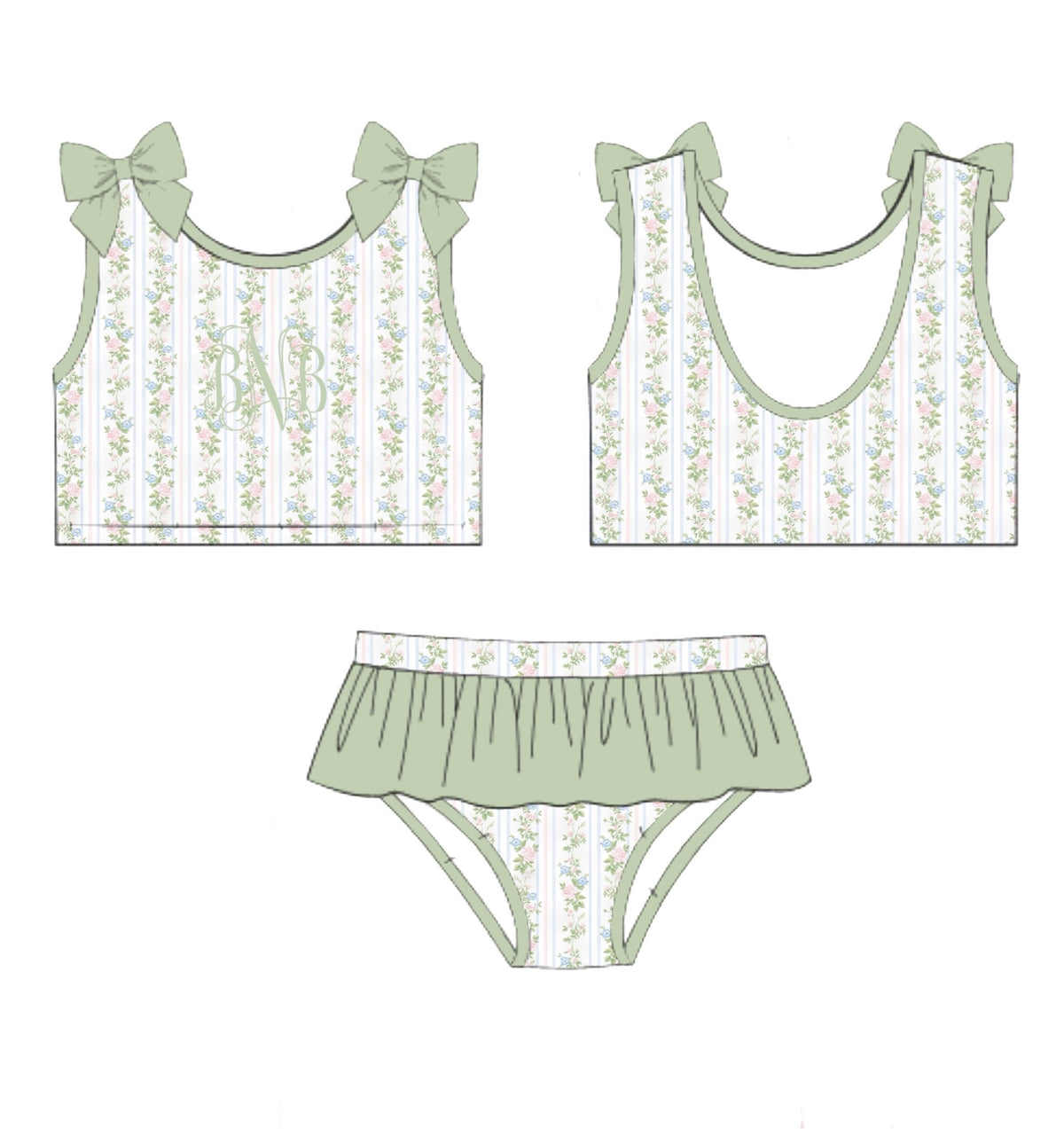 PO96 Sutton Floral & Stripes Girl 2pc.