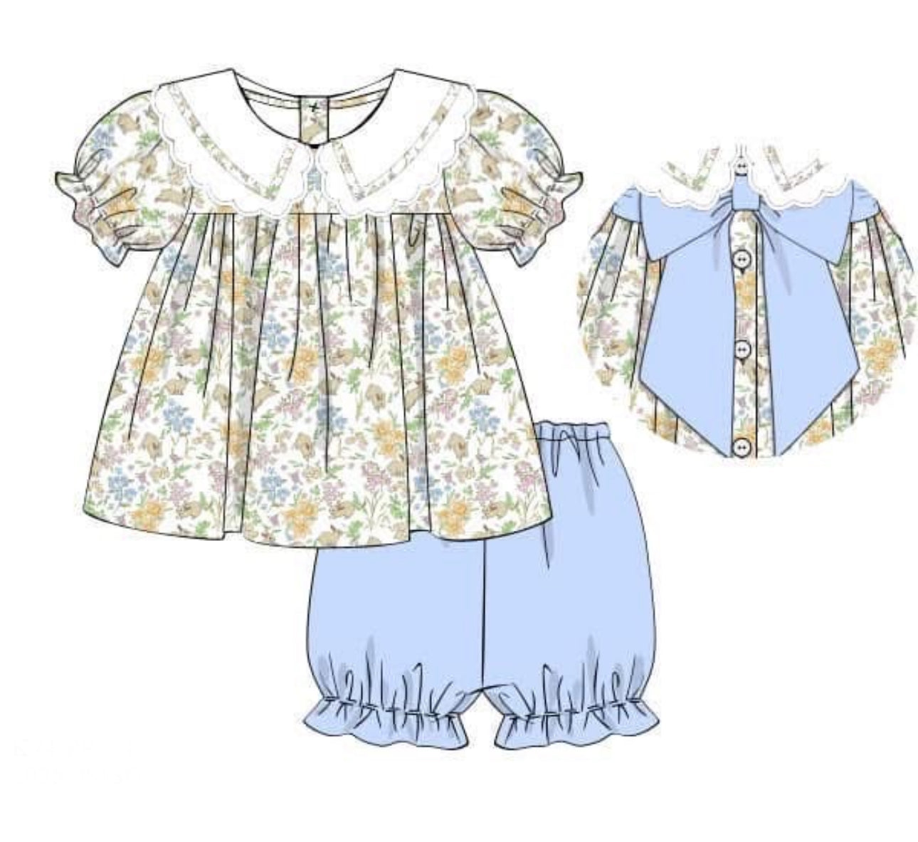PO83 Easter Knits Girl Short Set