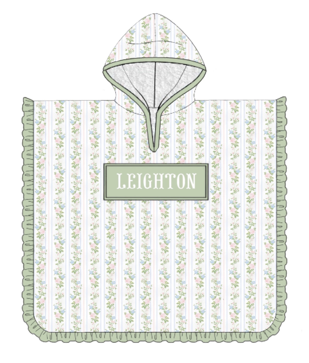 PO96 Sutton Floral & Stripe Swim Girl Hooded Towel