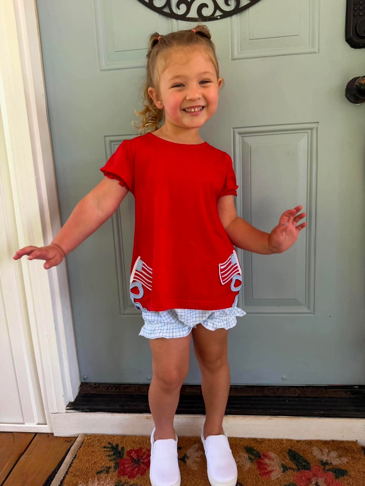 Patriotic Knits Girl Short Set (no wording)