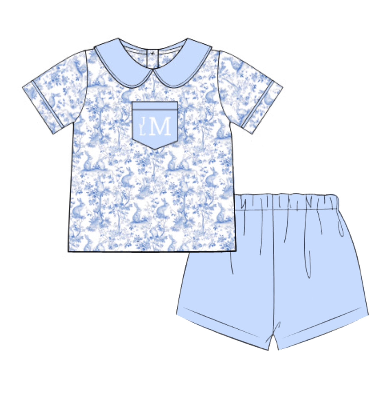 PO83 Bunny Toile Short Set