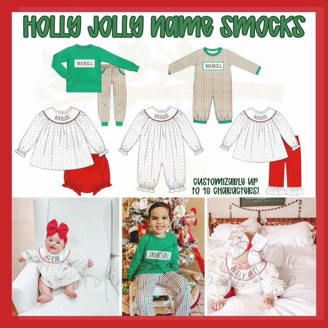 PO92.5 Holly Jolly Name Smocks