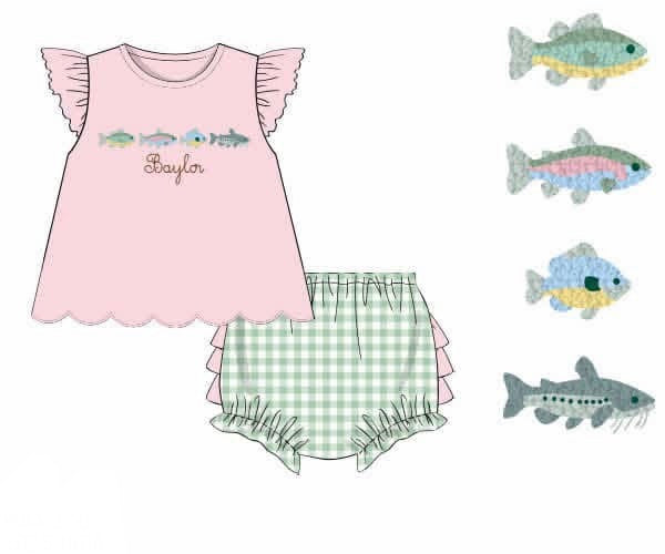 PO95 French Knot Fish Bloomer Set