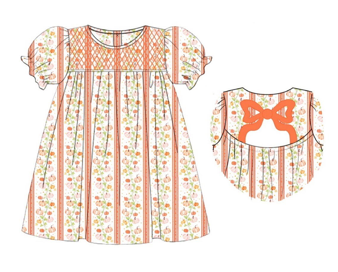 Pumpkin Trellis & Bows Dress
