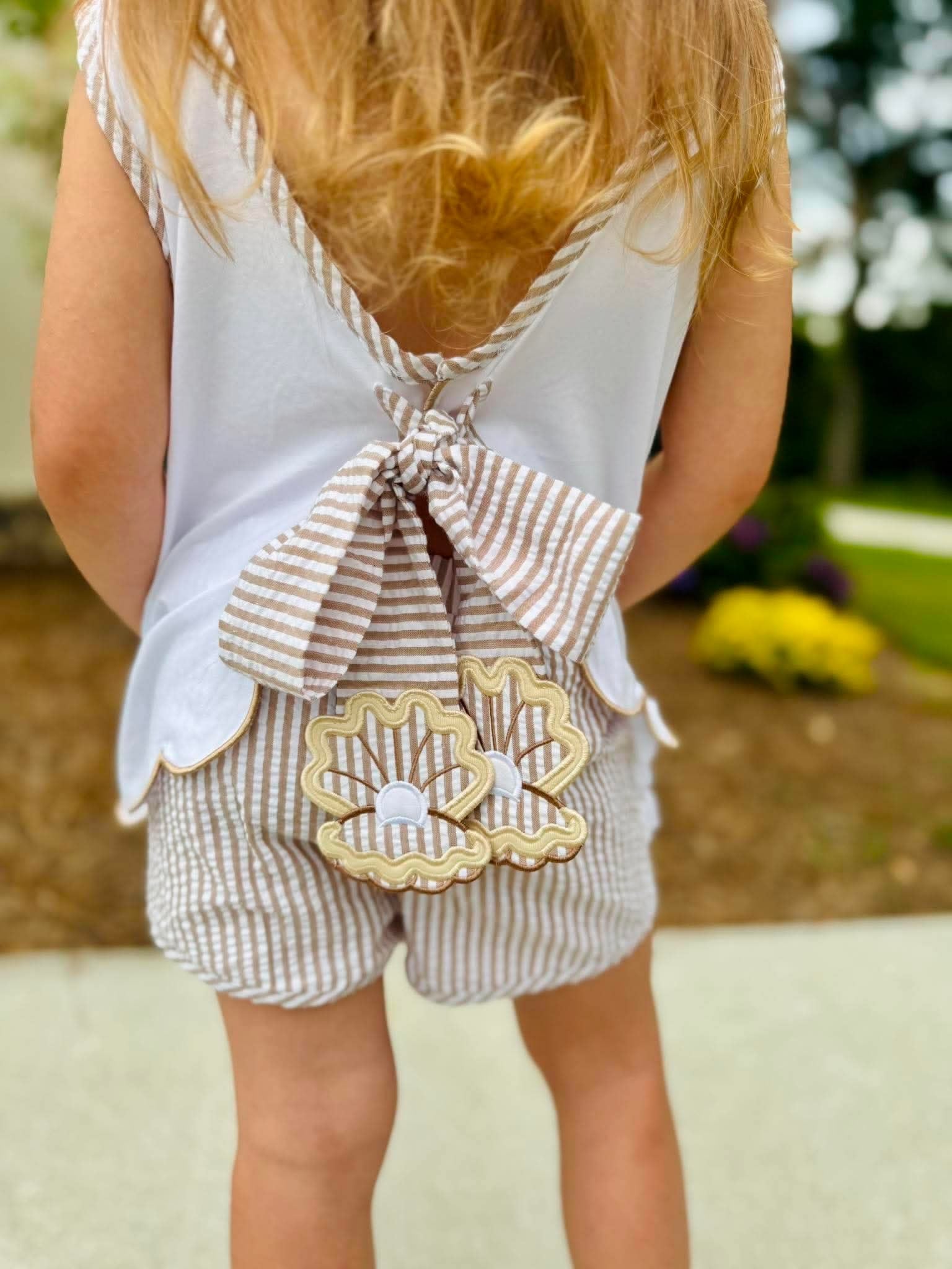 Seersucker Shells Girl Short Set (no wording)