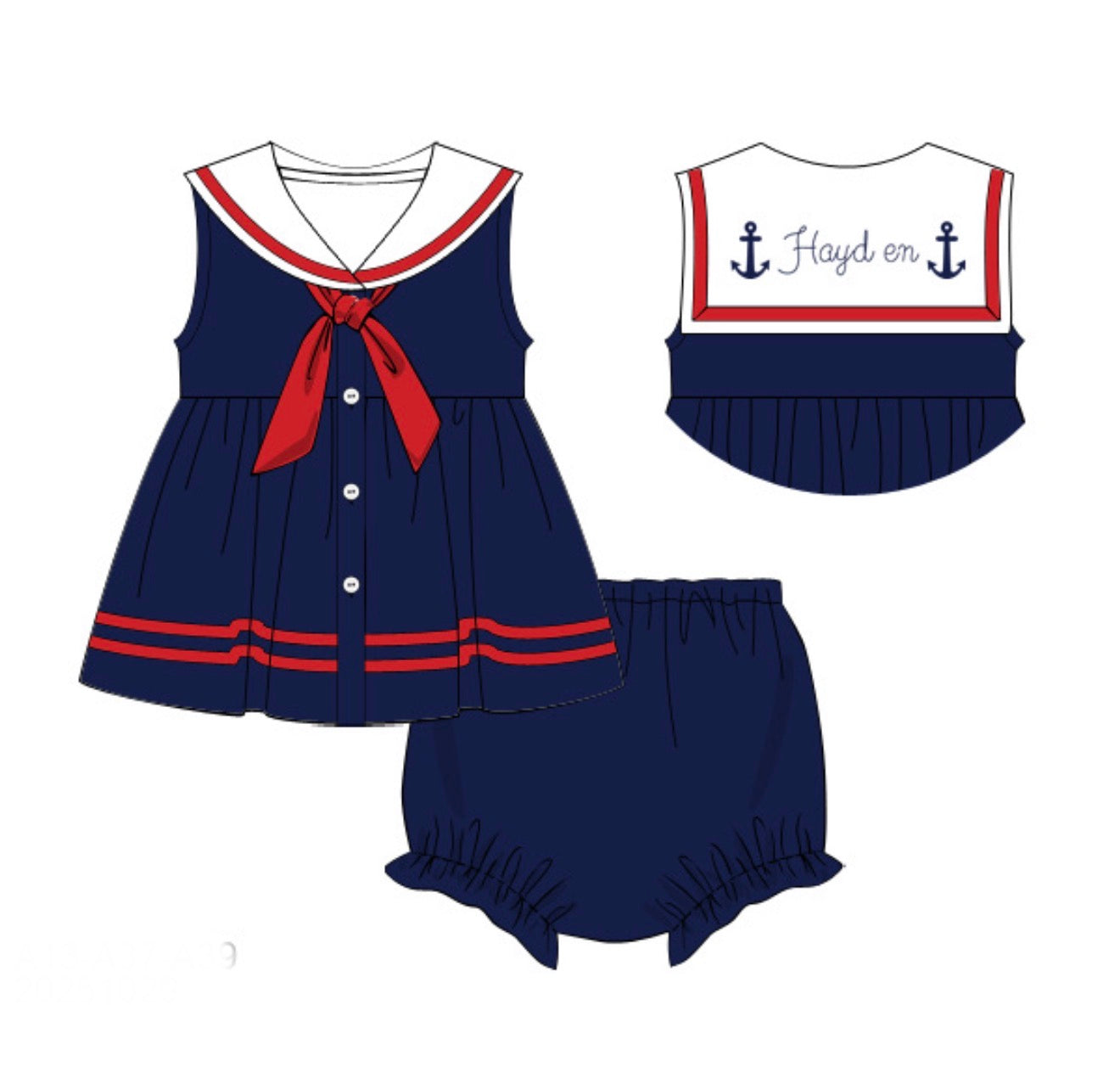 PO85 Personalized Set Sail Bloomer Set