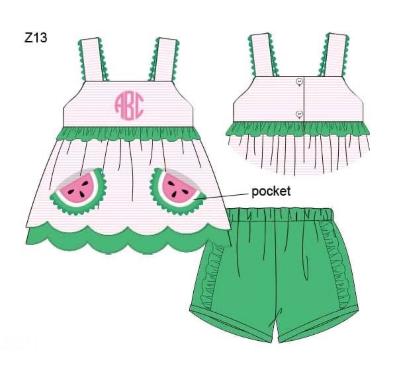 PO86 Melon Pocket Girl Short Set