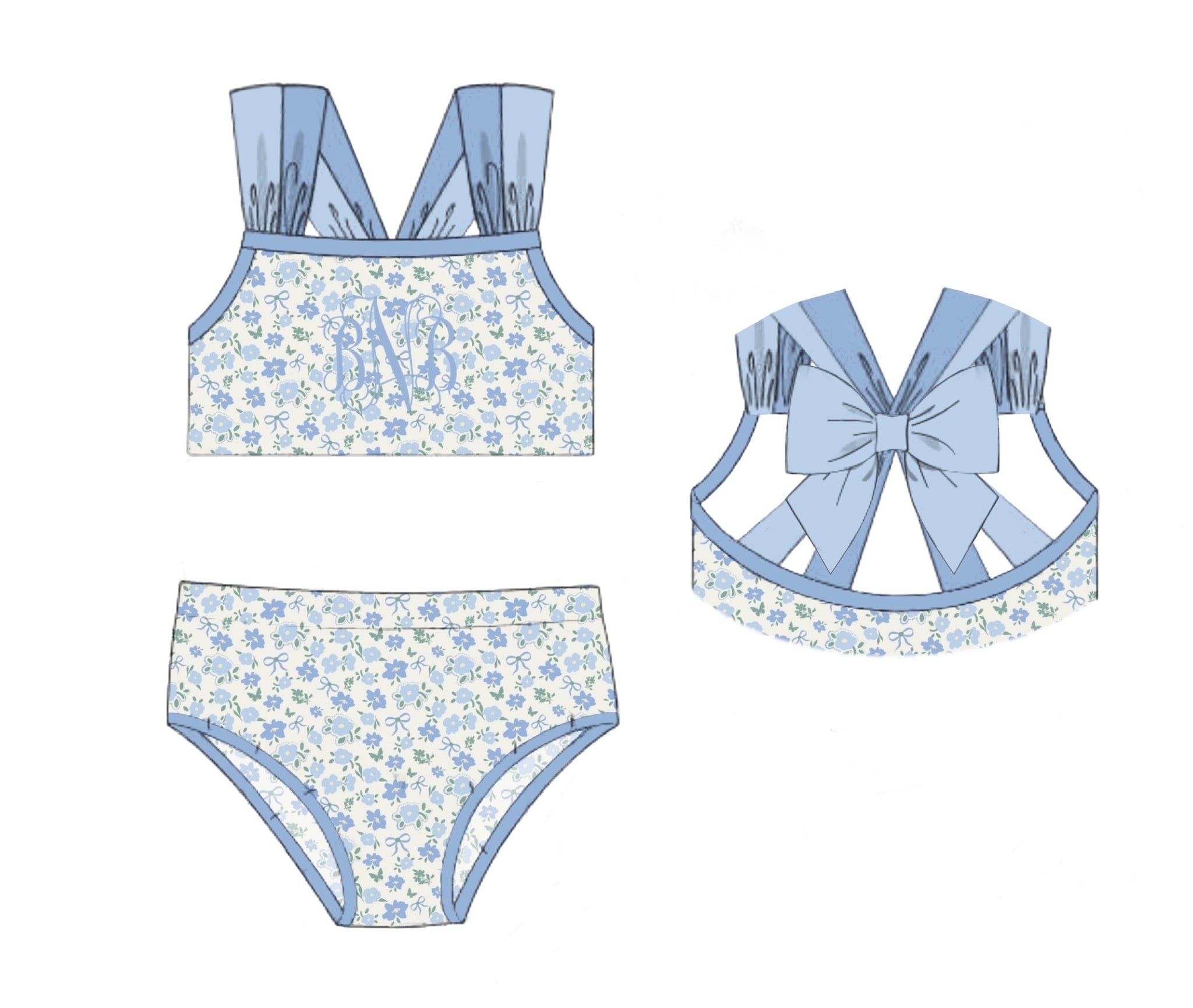 PO86 Harlee Floral & Stripes Girl 2pc.