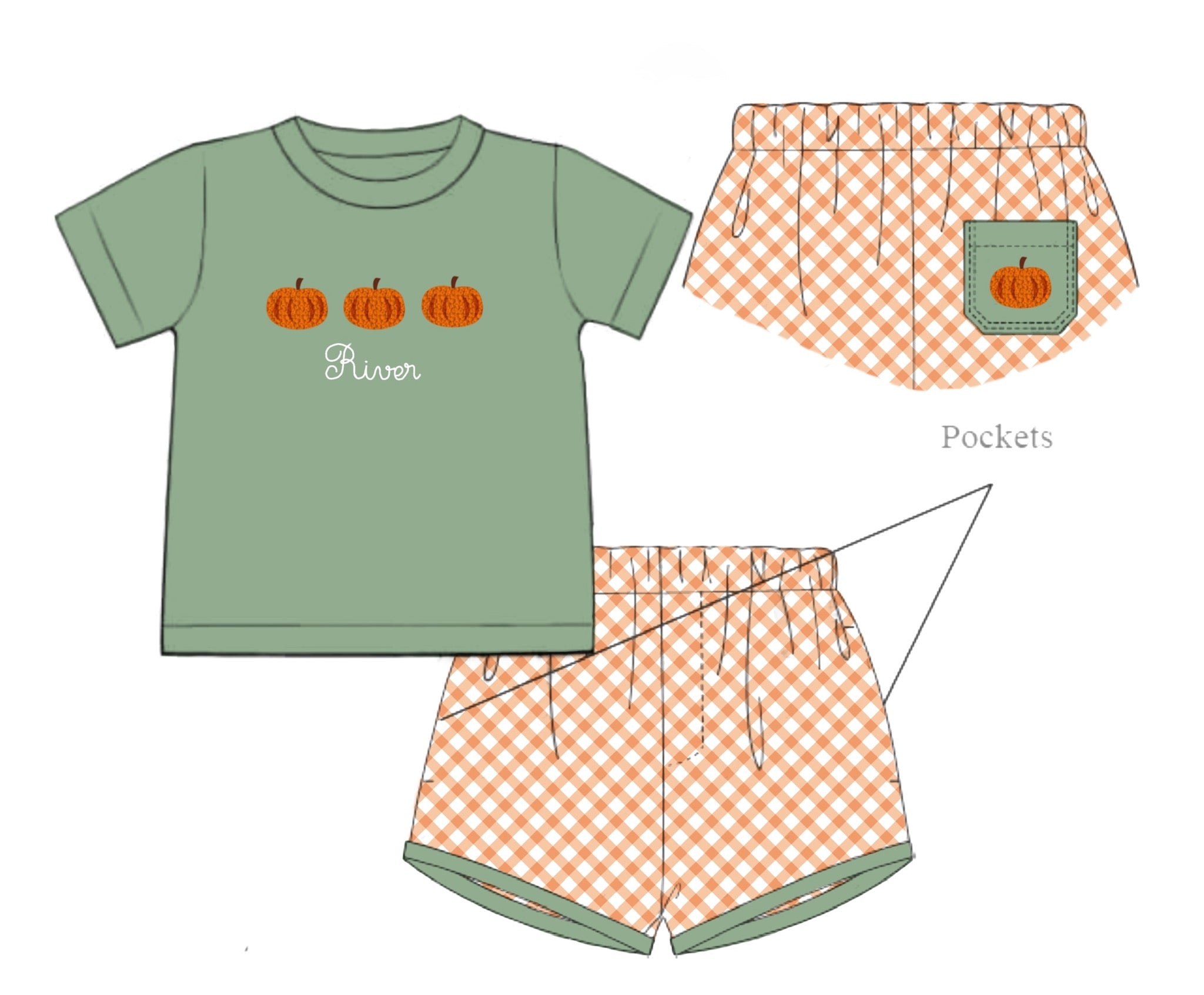 Pumpkin Trellis & Bows Short Set