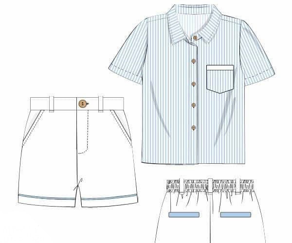 PO95 Floral & Stripe Heirloom Short Set