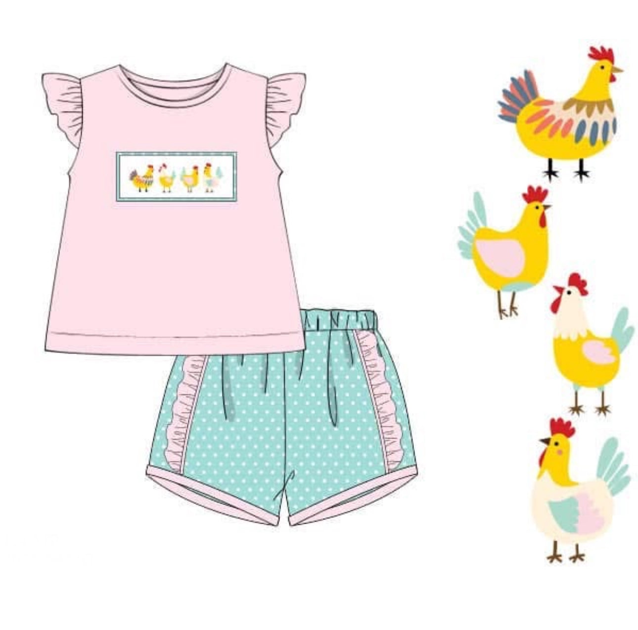 PO84 Chicken Coop Girl Short Set