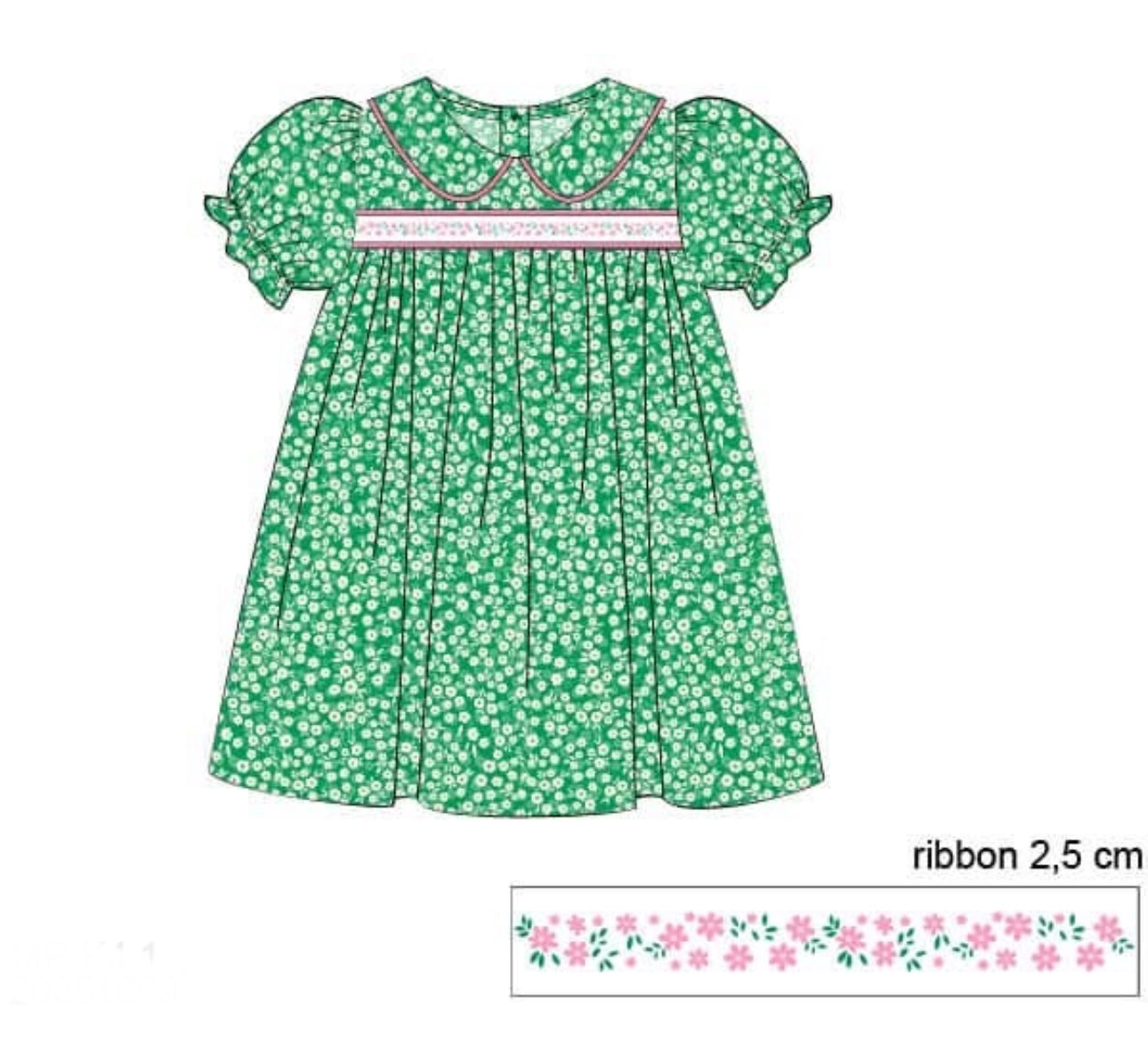 PO84 For the Girls - Green Ribbon Dress