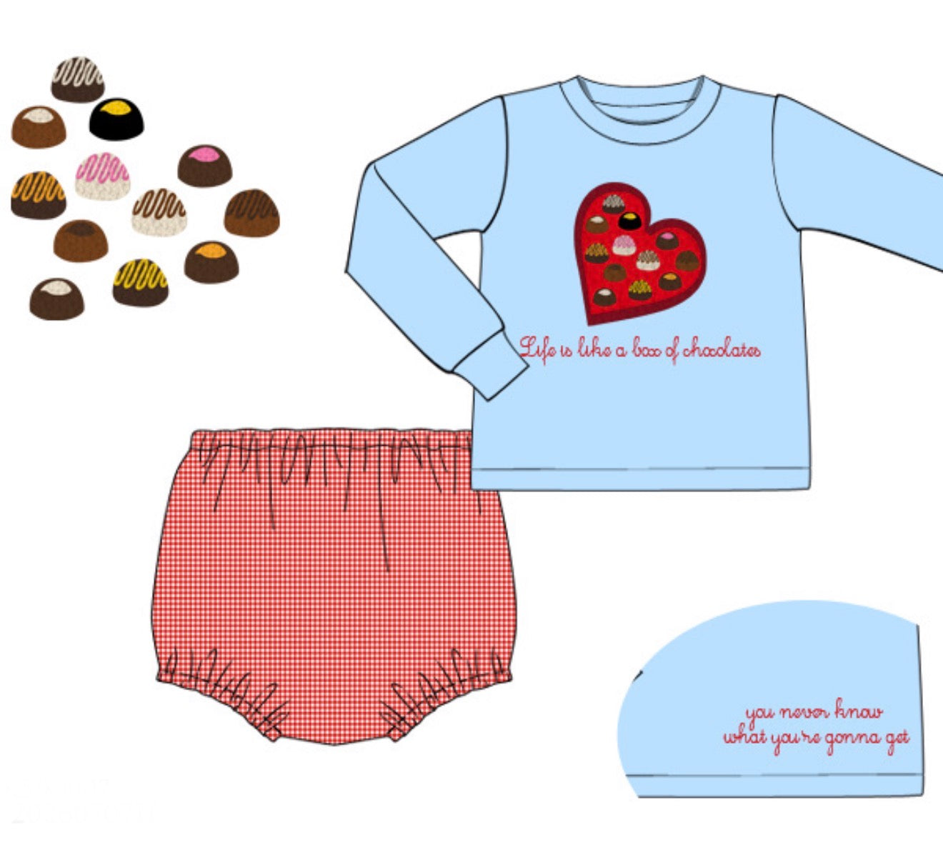 PO94 Life is Like a Box of Chocolates Diaper Set