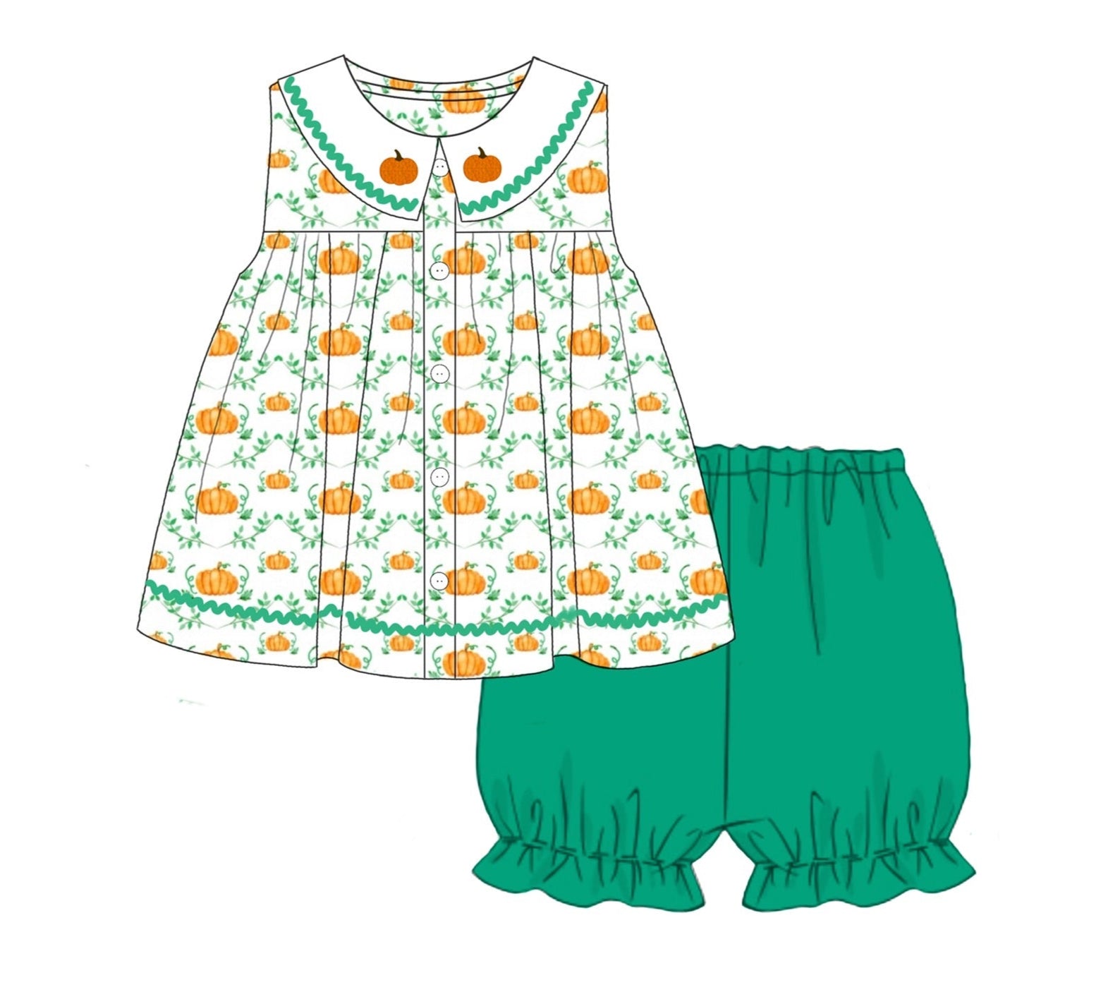 Kelly Pumpkins Girl Short Set
