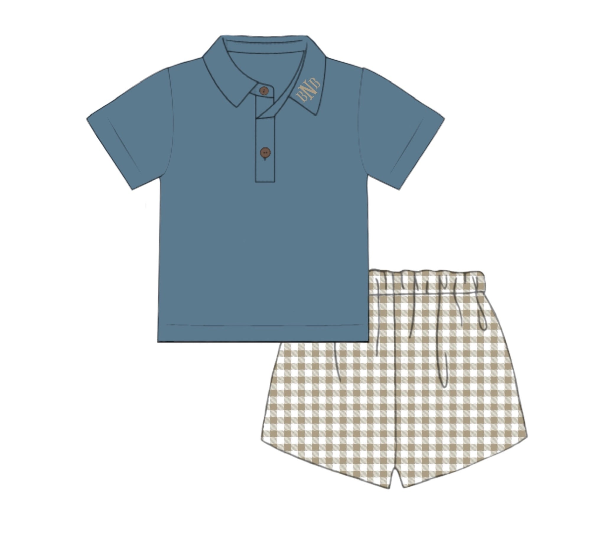 PO77 Fall Floral & Gingham Boy Short Set