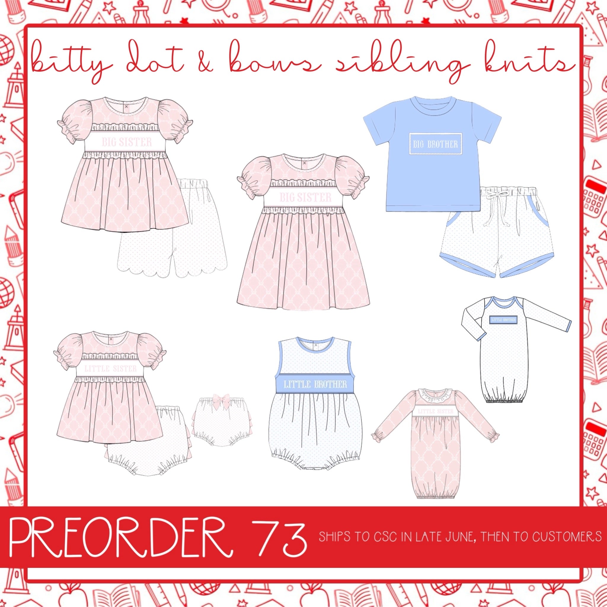 PO73 Bitty Dot & Bows Sibling Knits