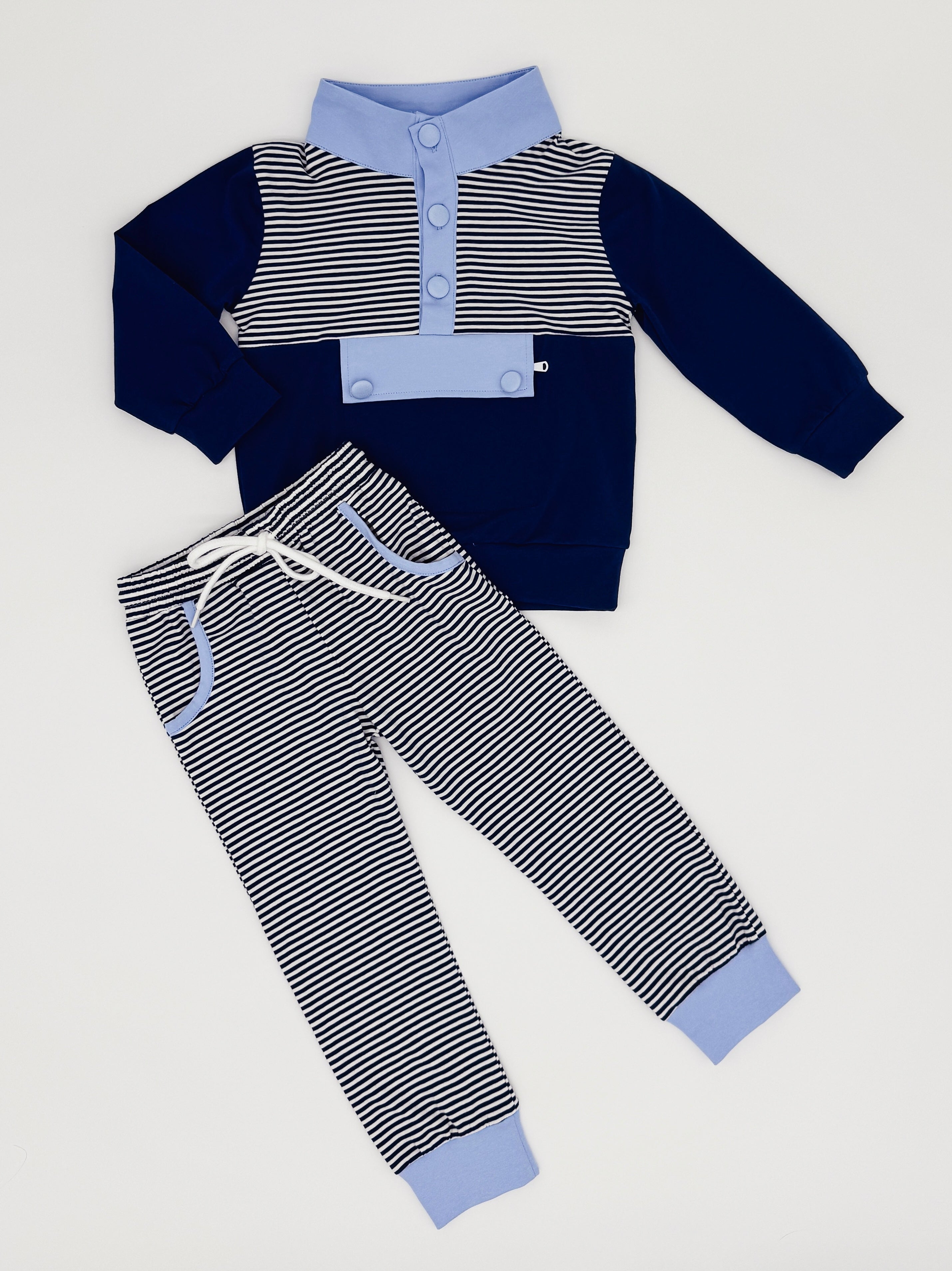 Navy Stripe Pullover Set