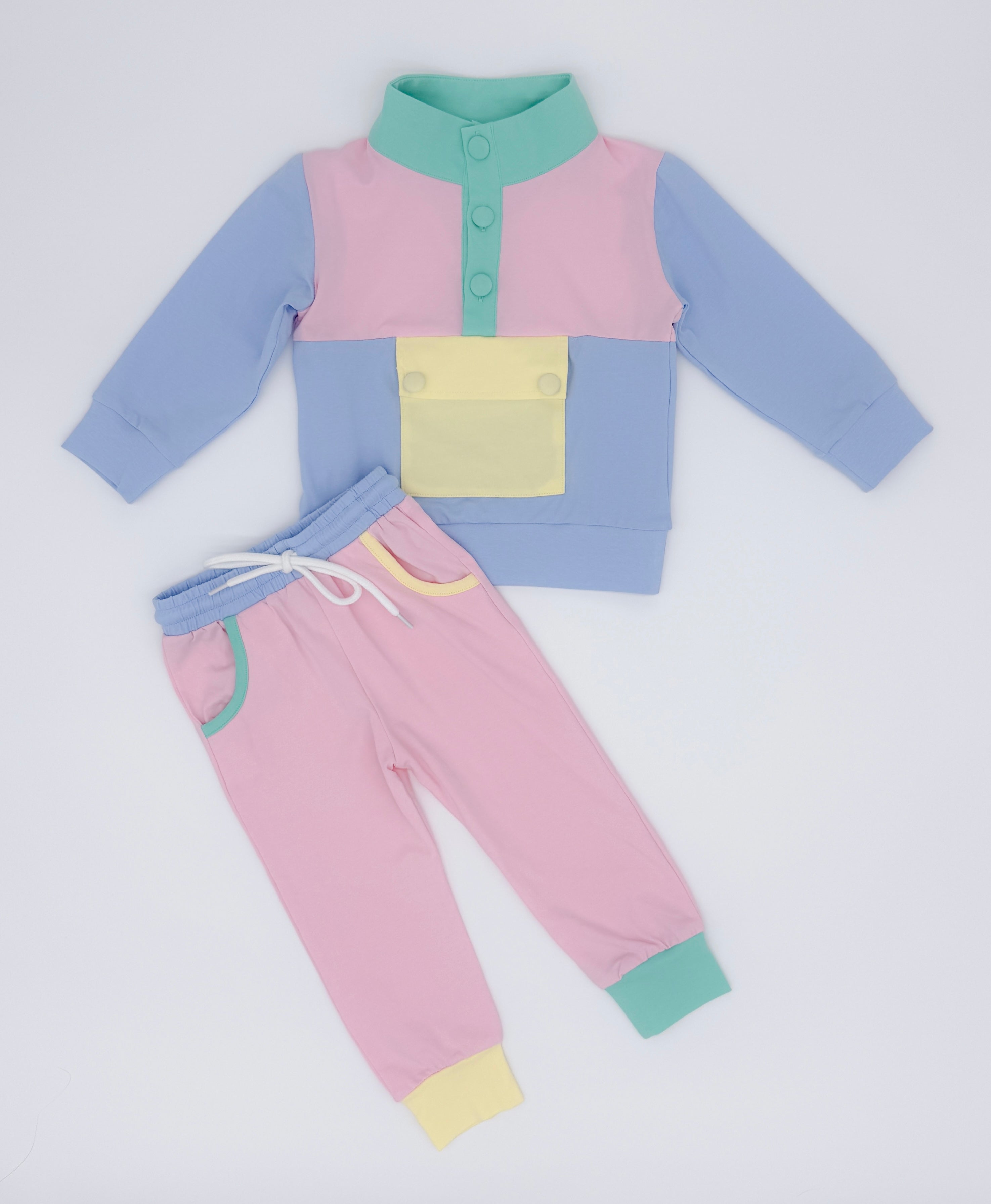 Pastel Colorblock Pullover Set