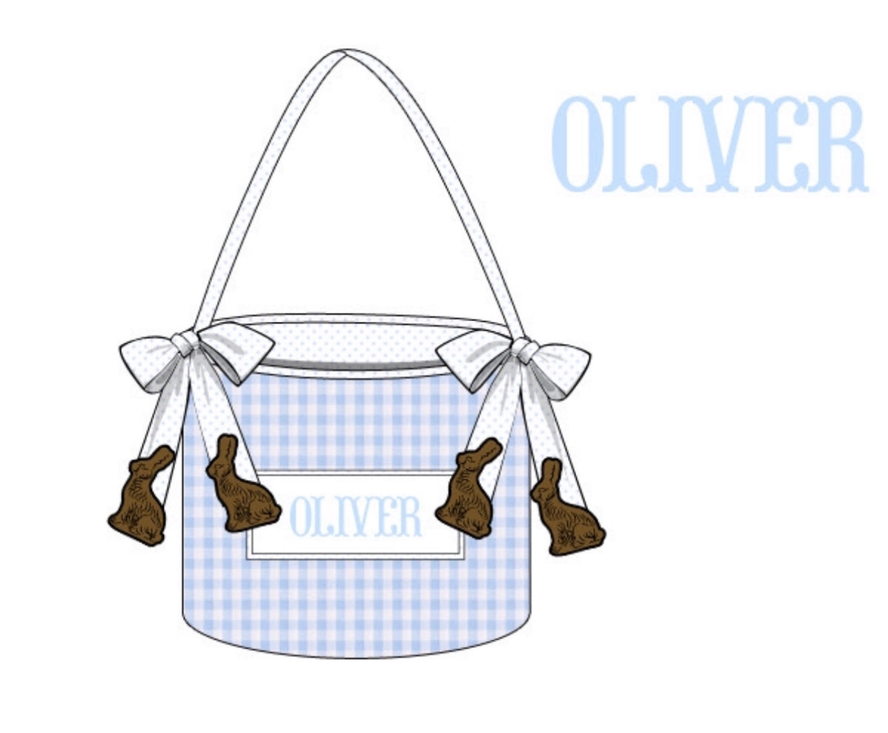 PO83 Easter Treat Baskets - Blue Chocolate Bunny