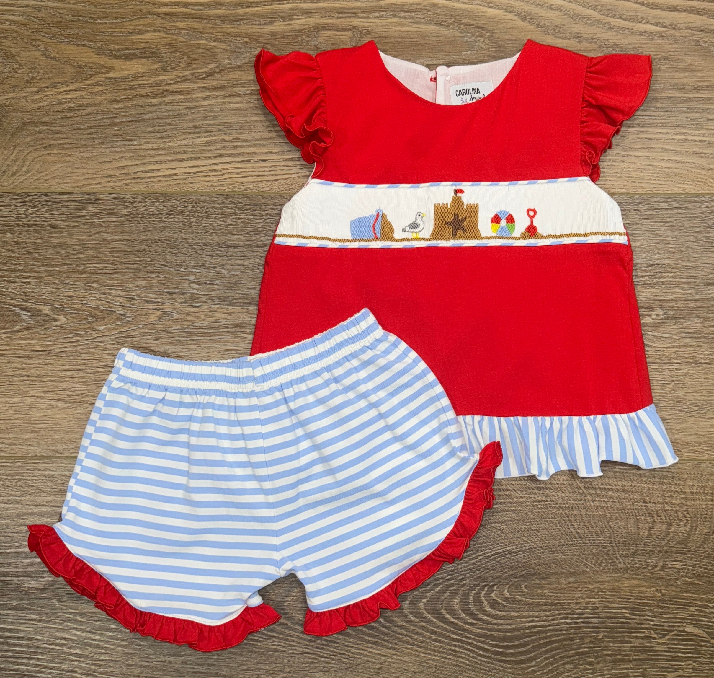 Smocked Sandcastles Girl Short Set