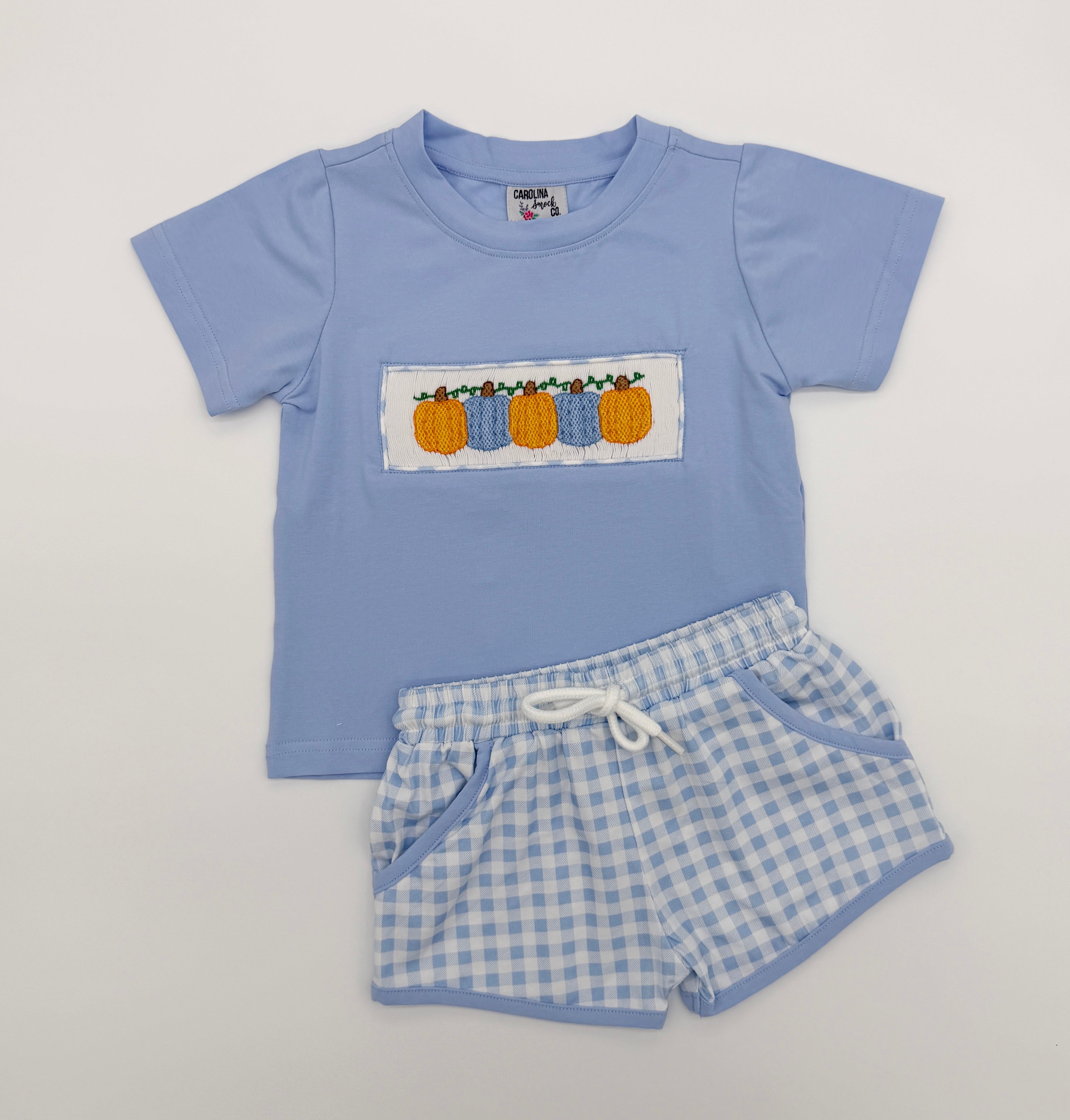 Smocked Gingham Pumpkins Short Set