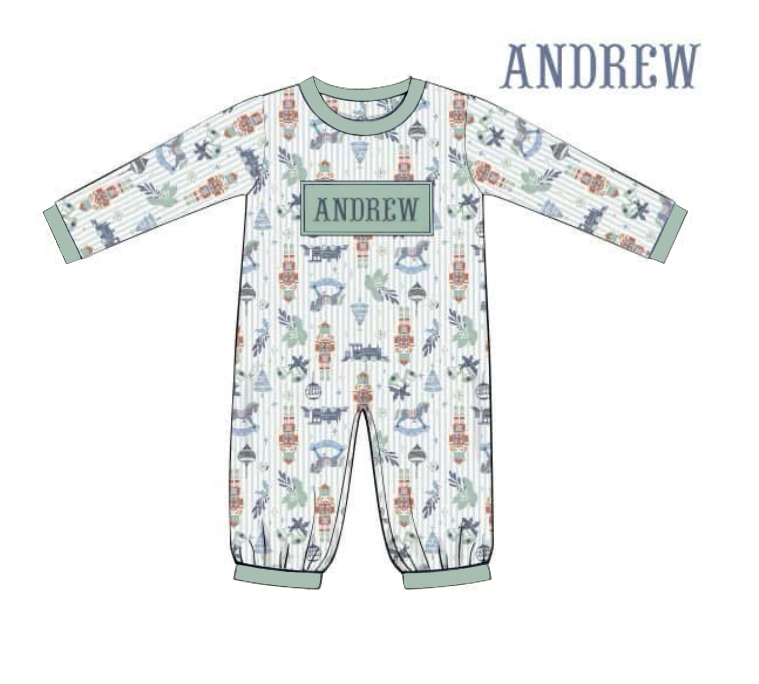 PO91 Holiday Name Smocks Romper