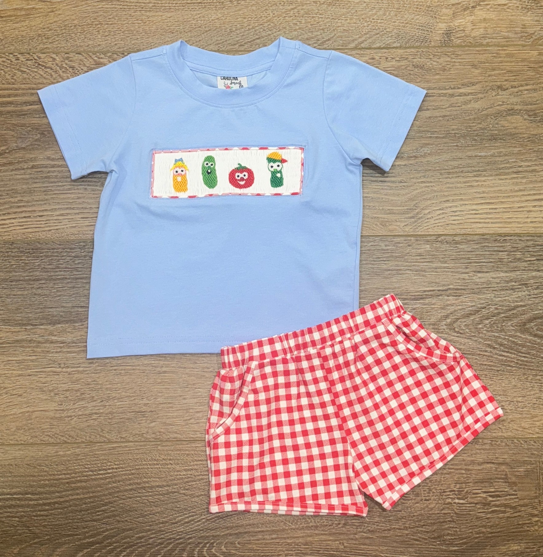 Smocked Veggie Friends Boys Short Set