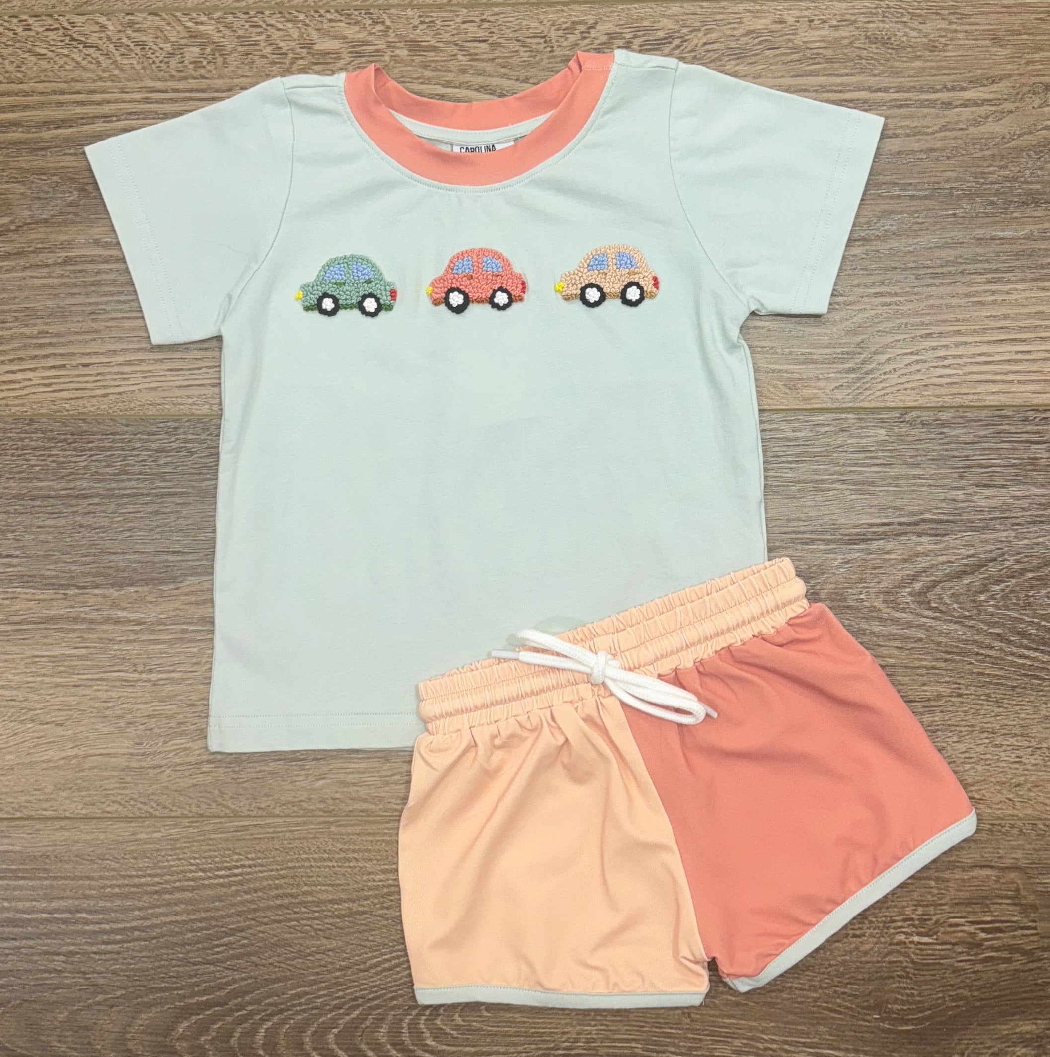 Colorblock French Knot Cars Short Set