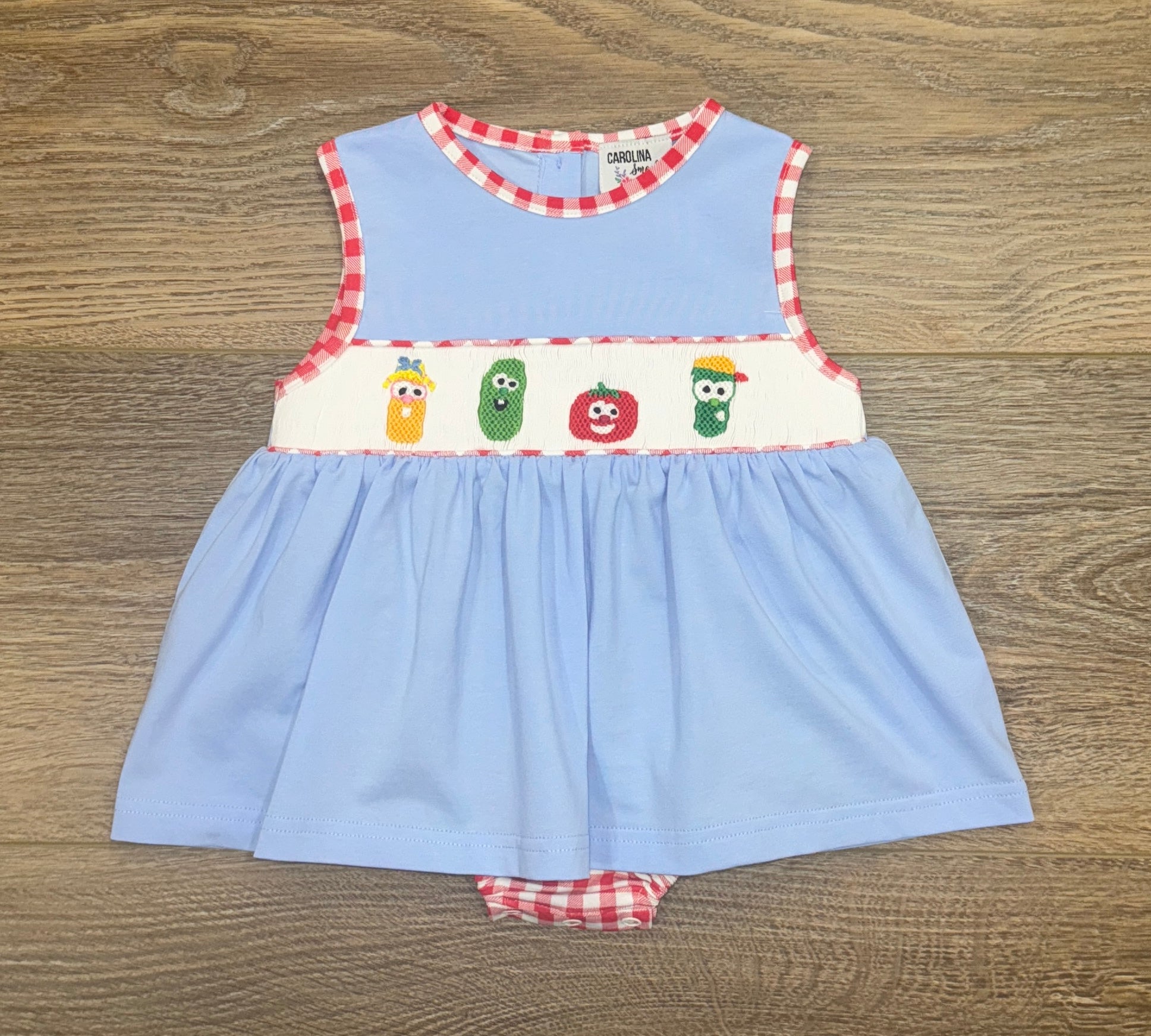 Smocked Veggie Friends Skirted Bubble