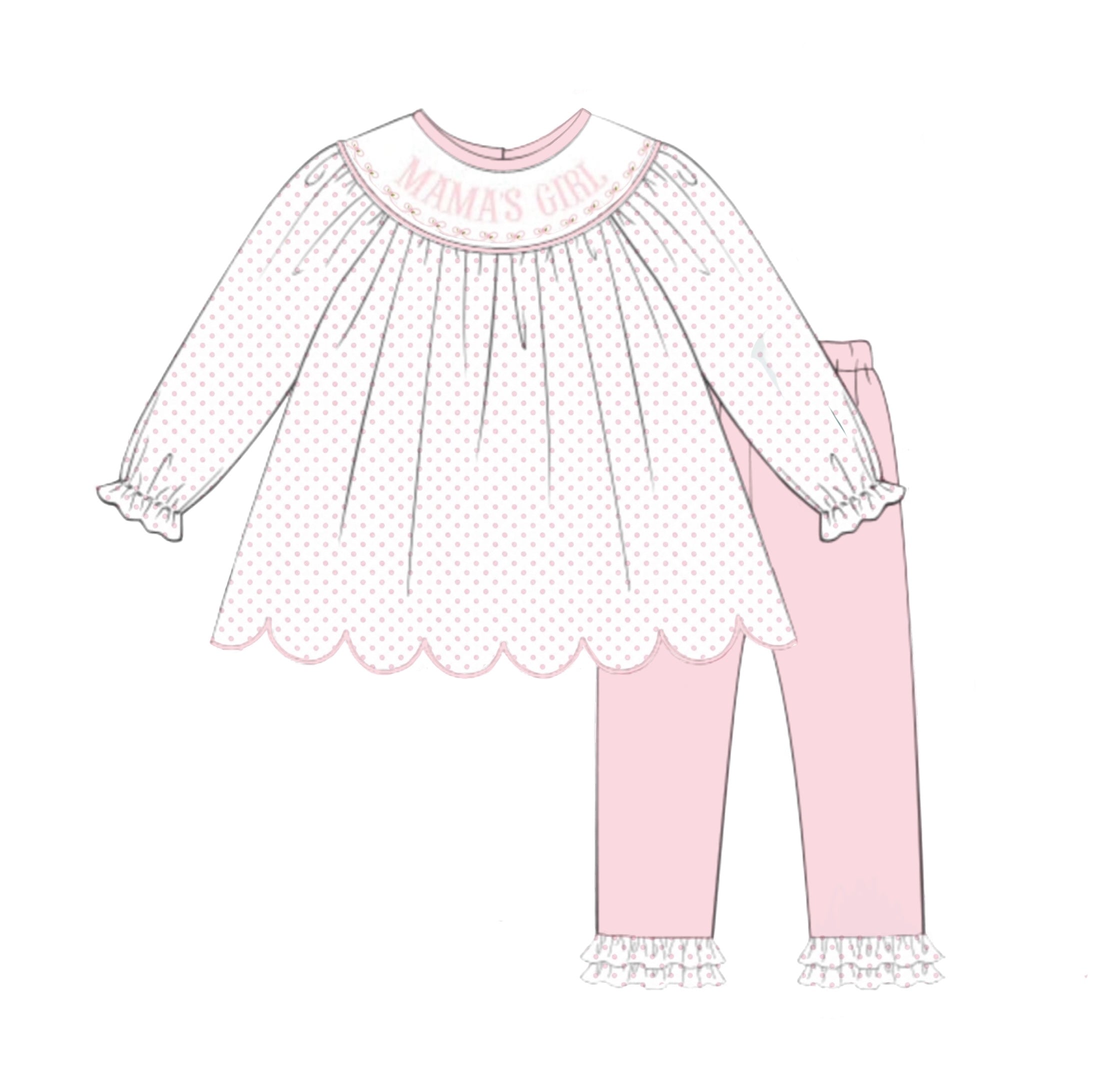 PO91 Bitty Dot Name Smocks Legging Set