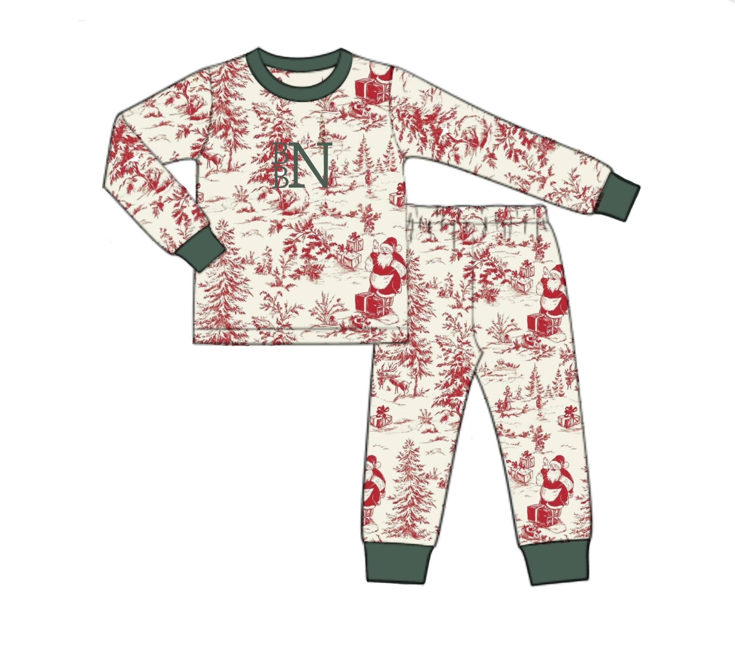 PO91 Santa Toile Pajamas 2pc. Set