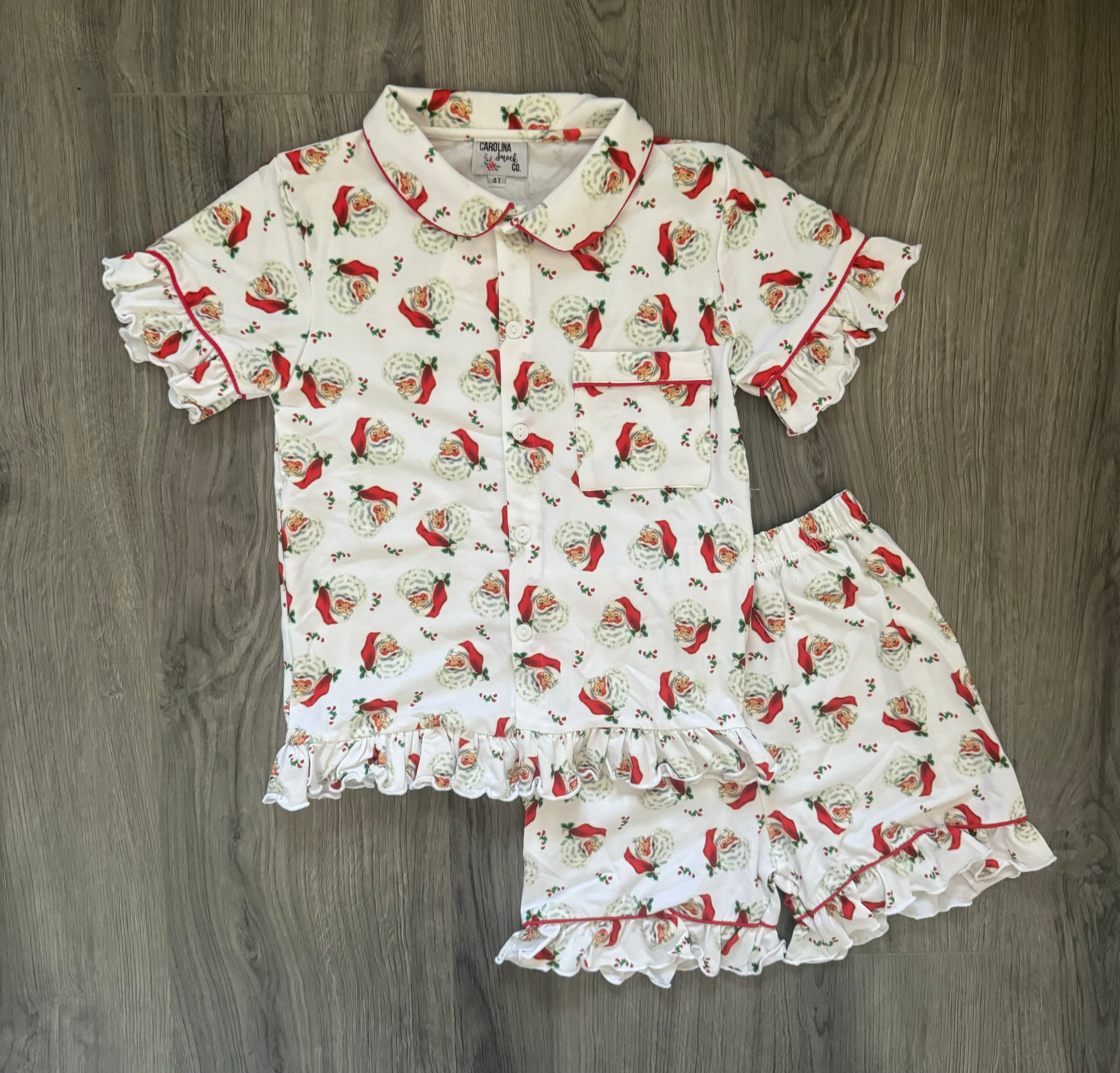 Vintage Santa Pajamas Girl Set