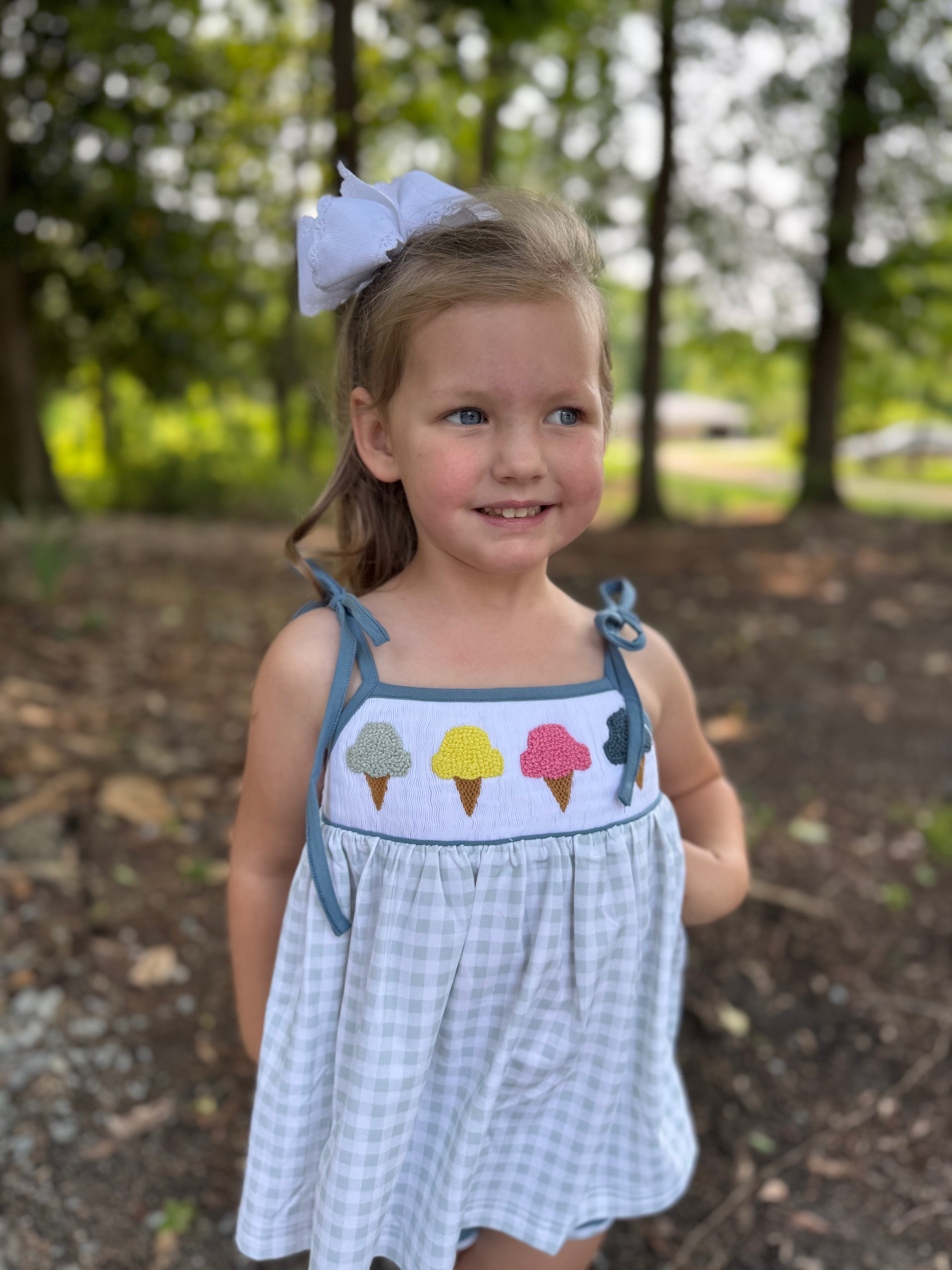 Smocked Ice Cream Cones Girl Short Set