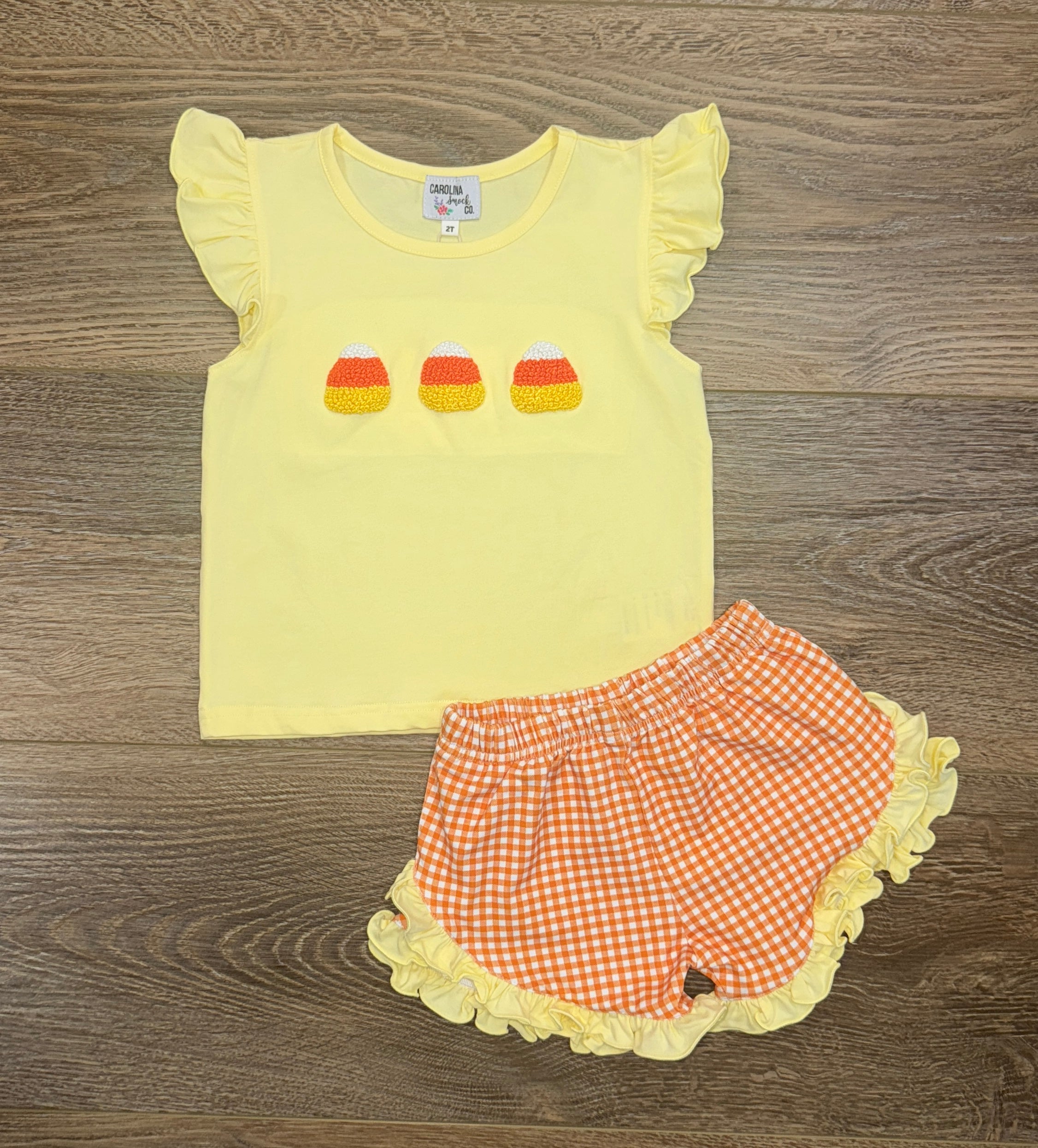 French Knot Candy Corn Short Set